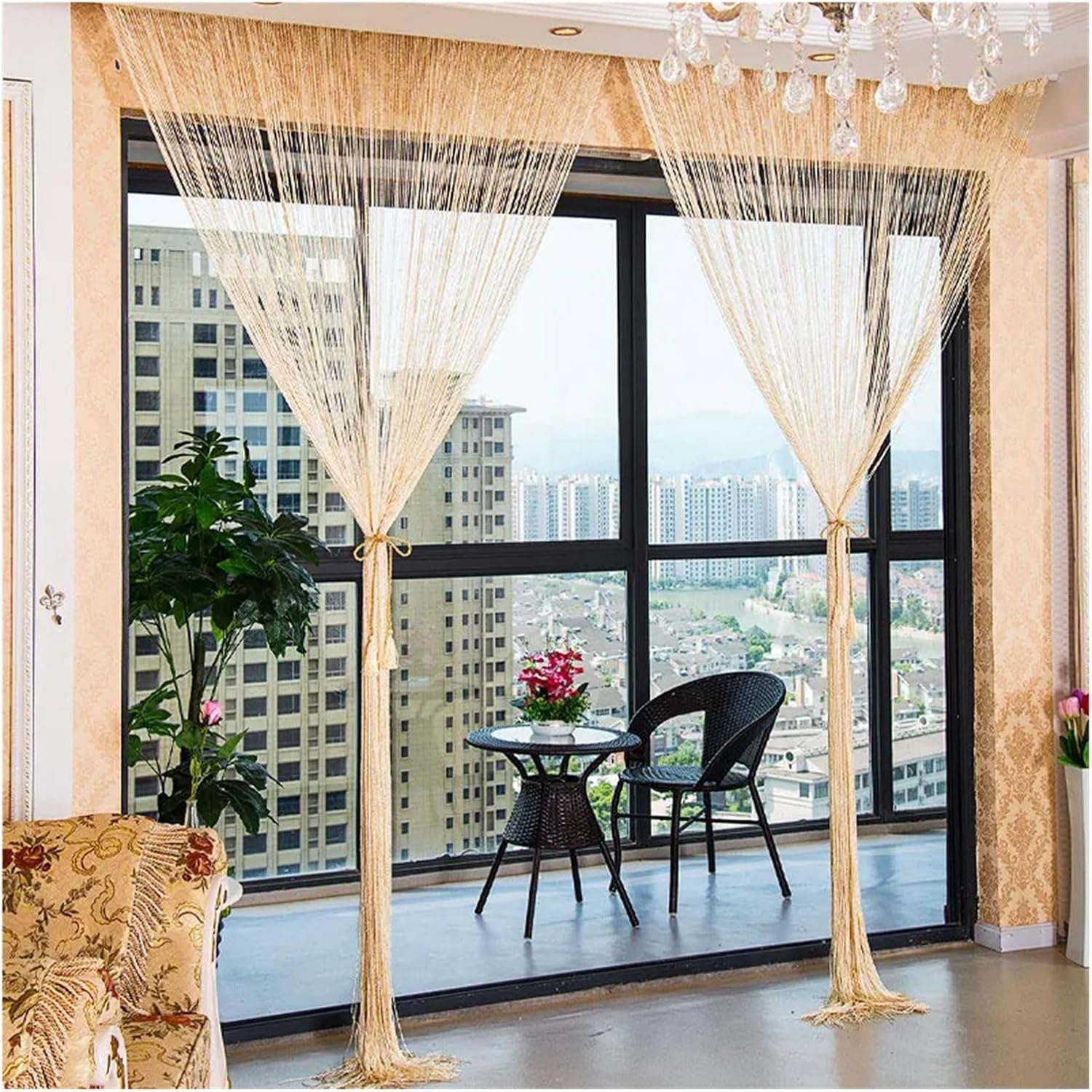 Shiny Tassel String Curtains for Living Room and Kitchen