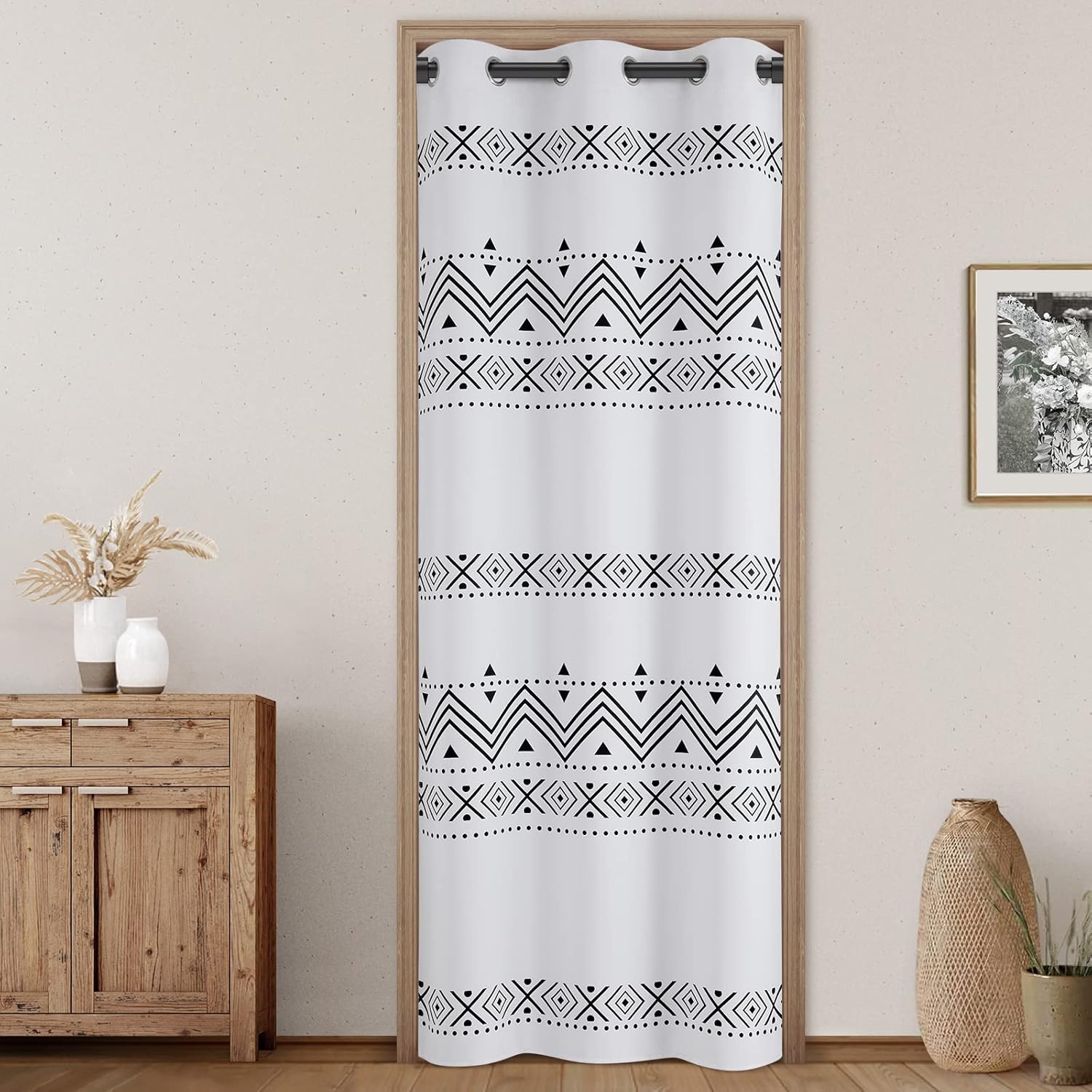 HOMEIDEAS Boho Doorway Curtains with Blackout and Privacy