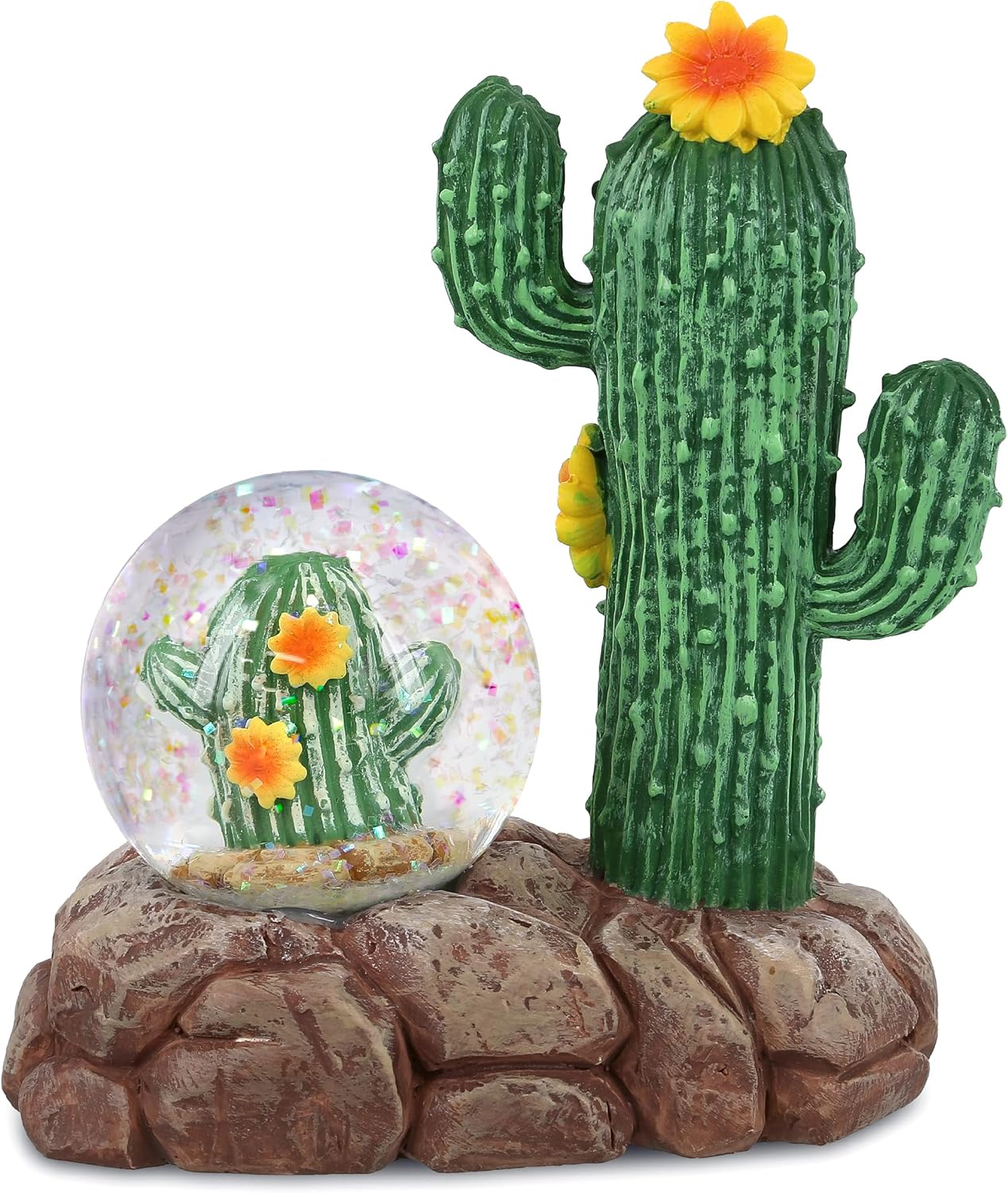 CoTa Global Cactus Snow Globe - Magical Rainbow Glitter Water Globe