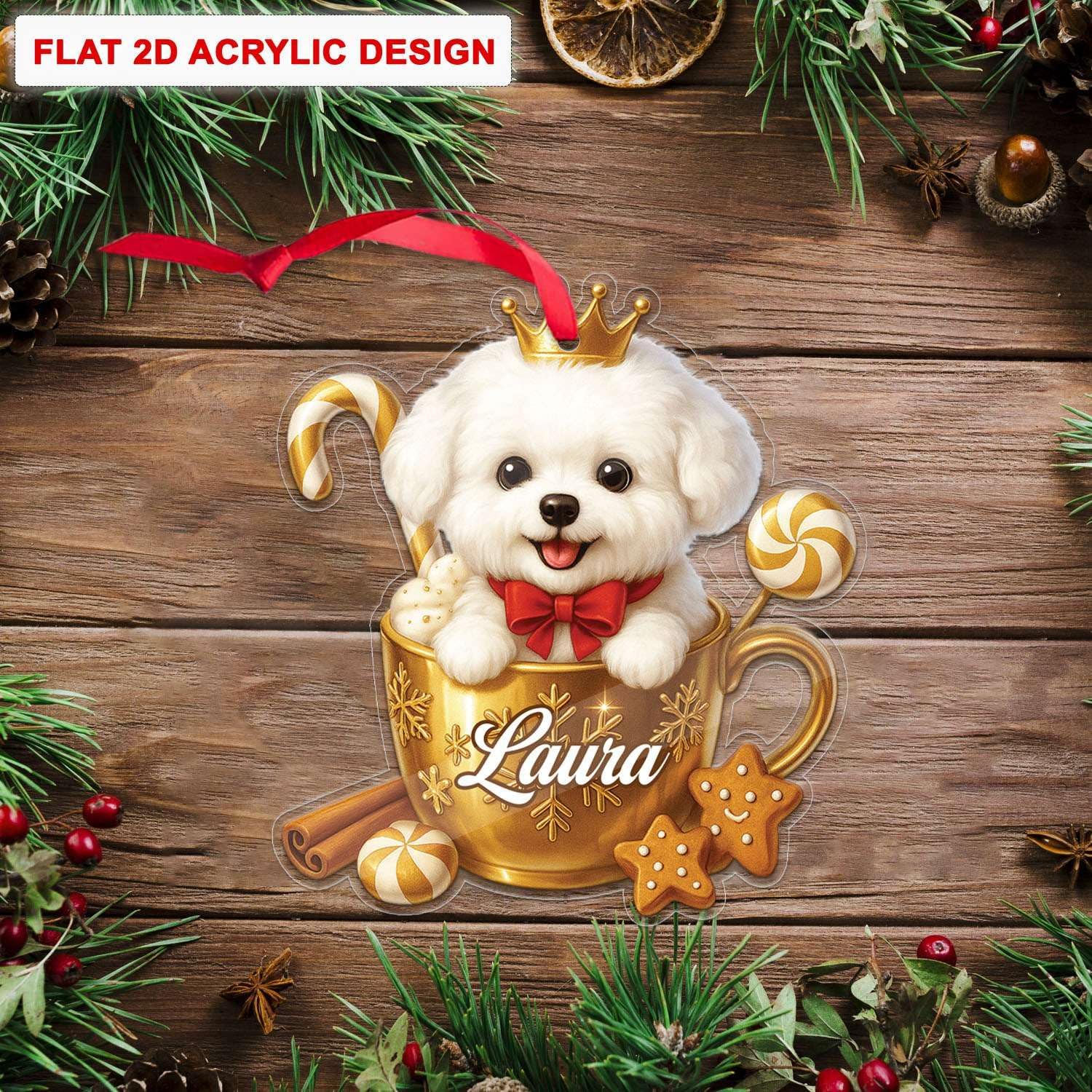 Personalized Bichon Frise Dog Christmas Ornament
