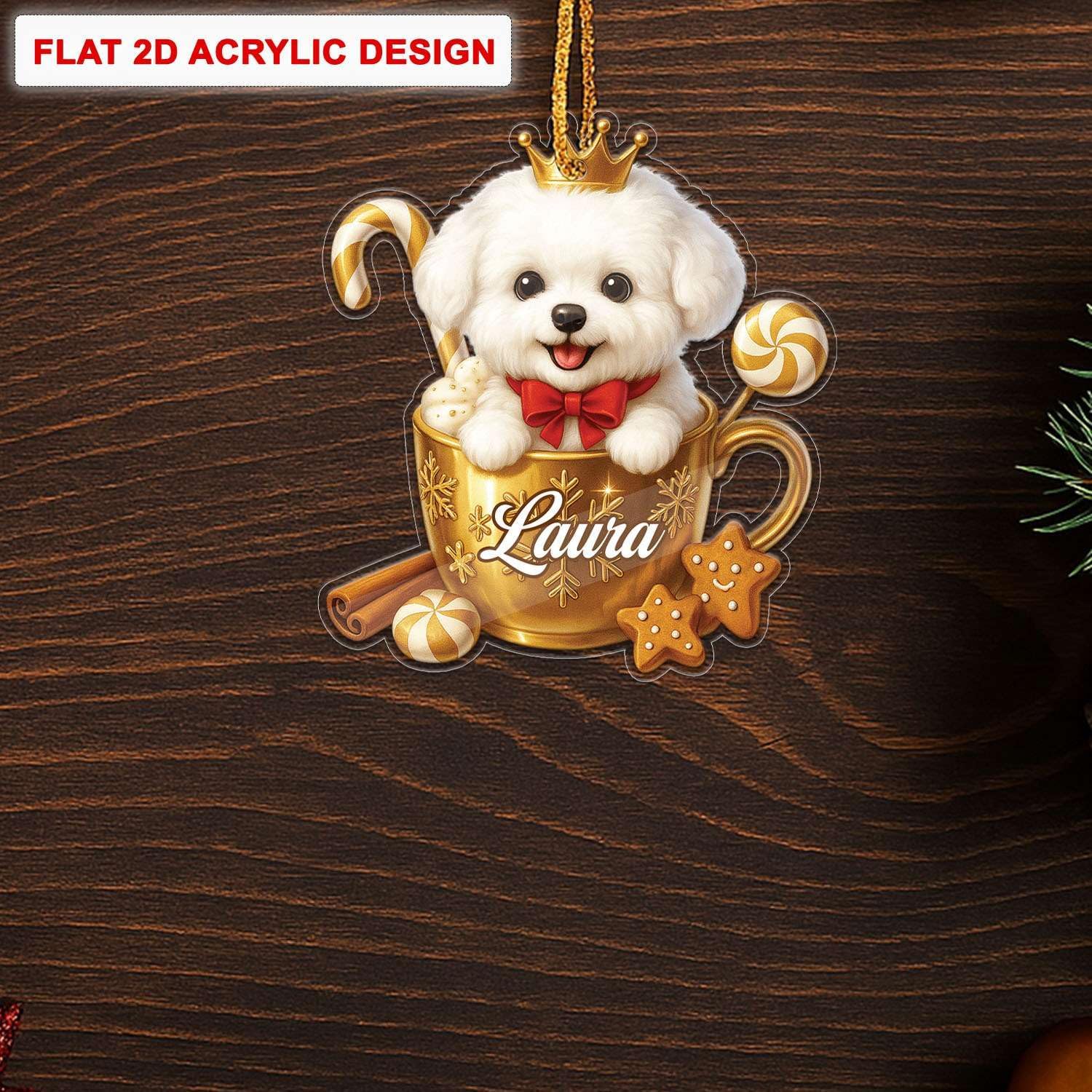 Personalized Bichon Frise Dog Christmas Ornament