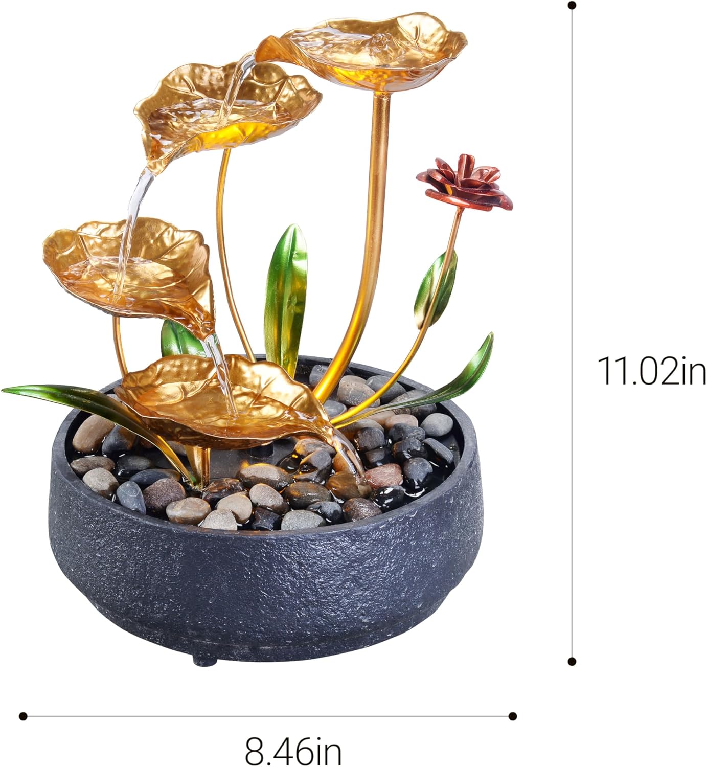 Metal Lotus Circulating Tabletop Fountain for Zen Home Decor