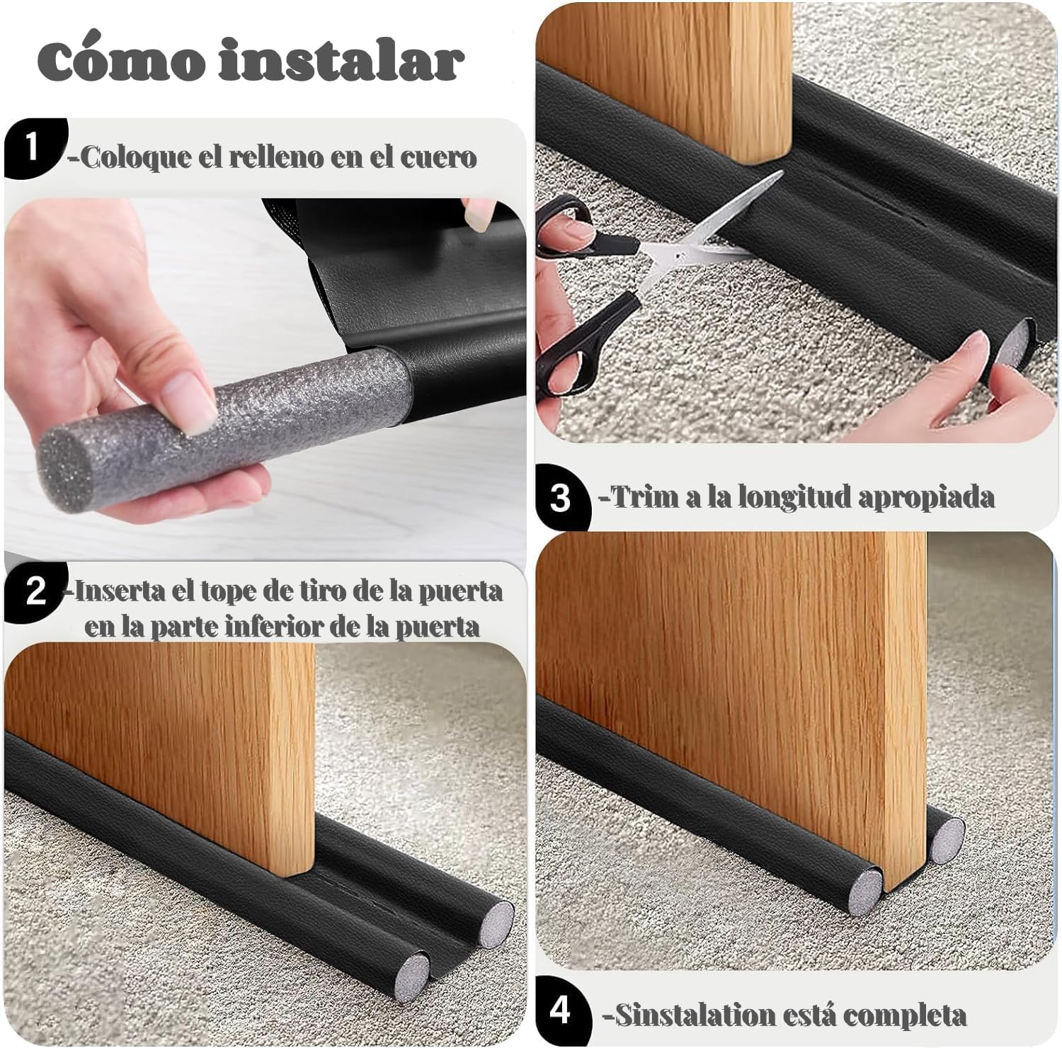 Dust Cover for Doors 37 Inches Black Double Edge