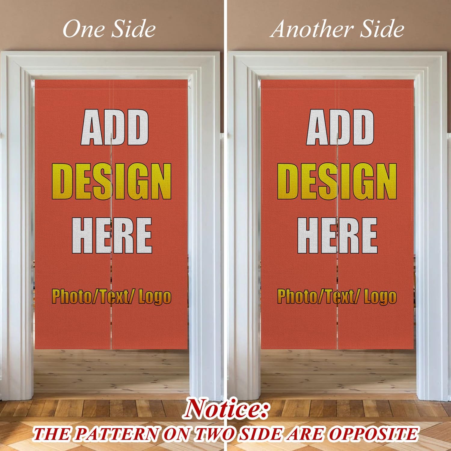 Custom Double Sided Door Curtain Noren with Photo Text Logo
