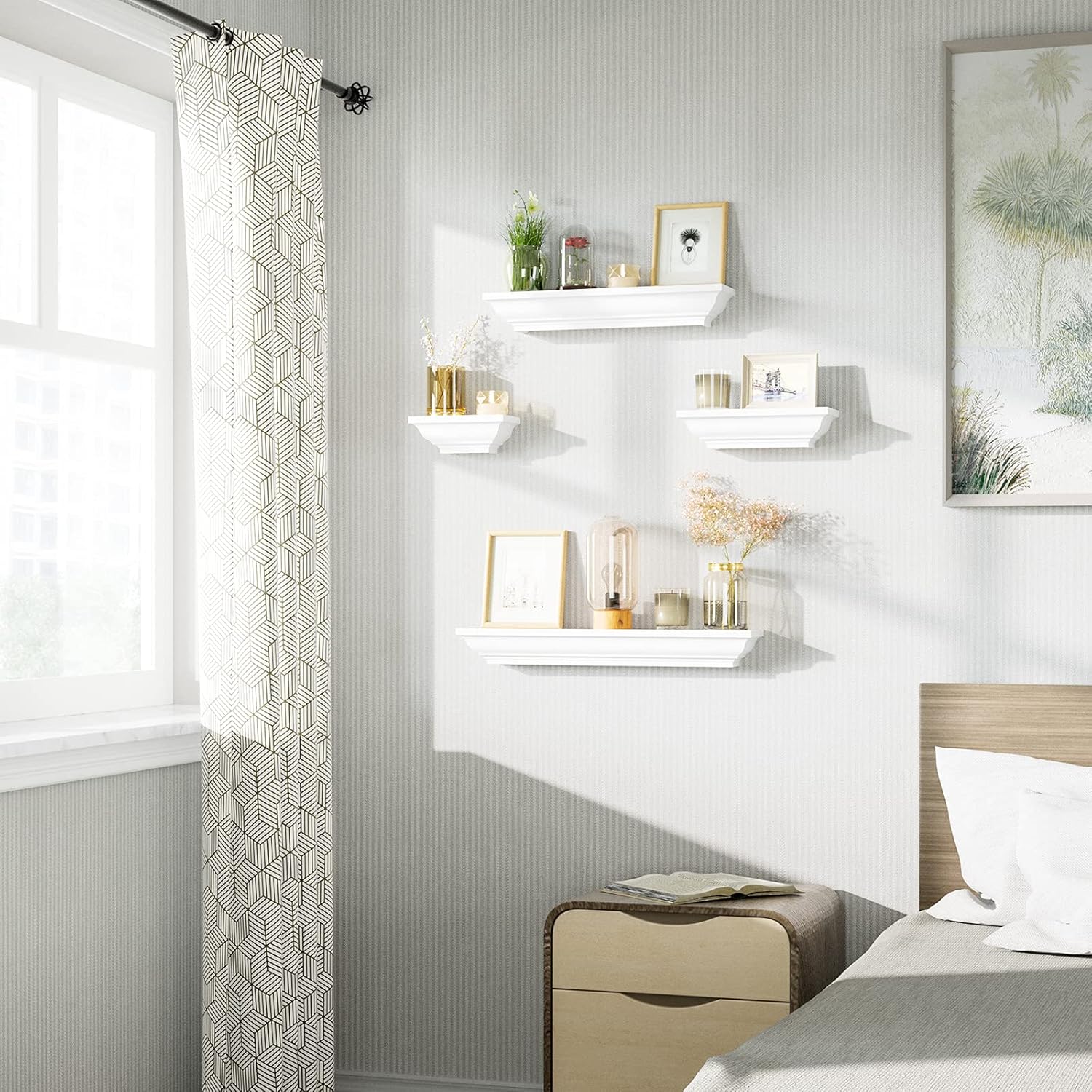SRIWATANA White Floating Shelves Set of 4