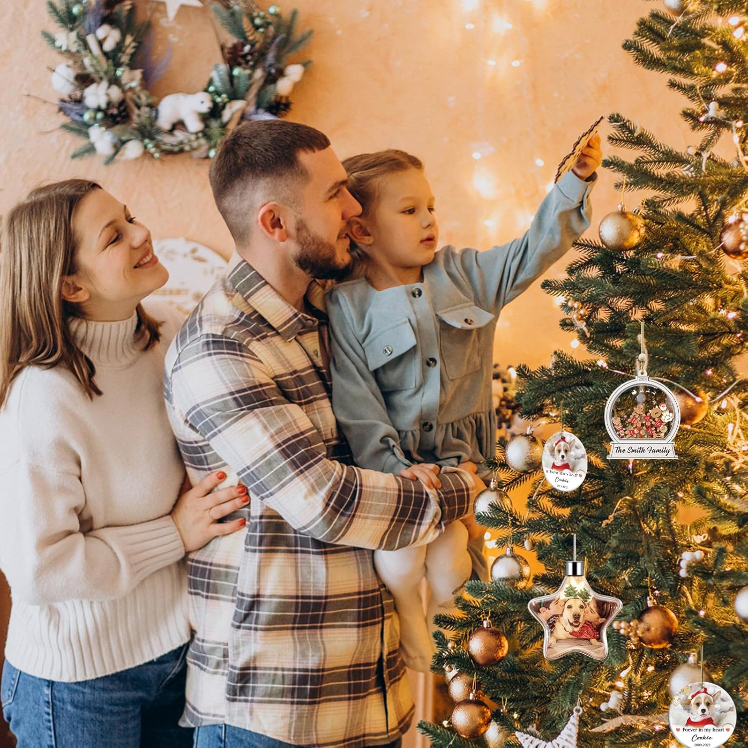 Personalized Christmas Ornament with Family Names and Pets