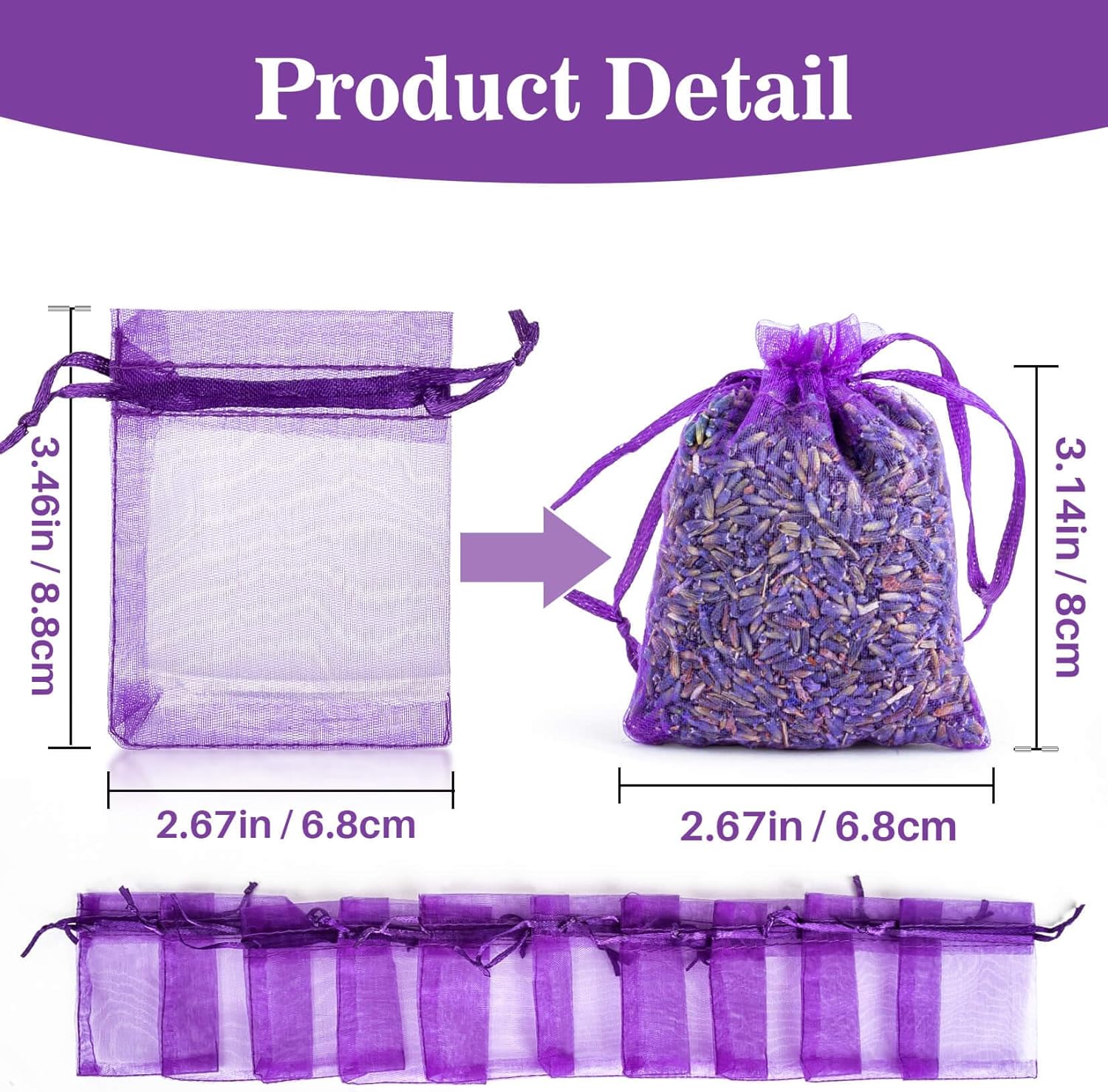 66Oz Sukh Lavender Sachet Bags - Fresh Scented Dried Flowers for Home Fragrance