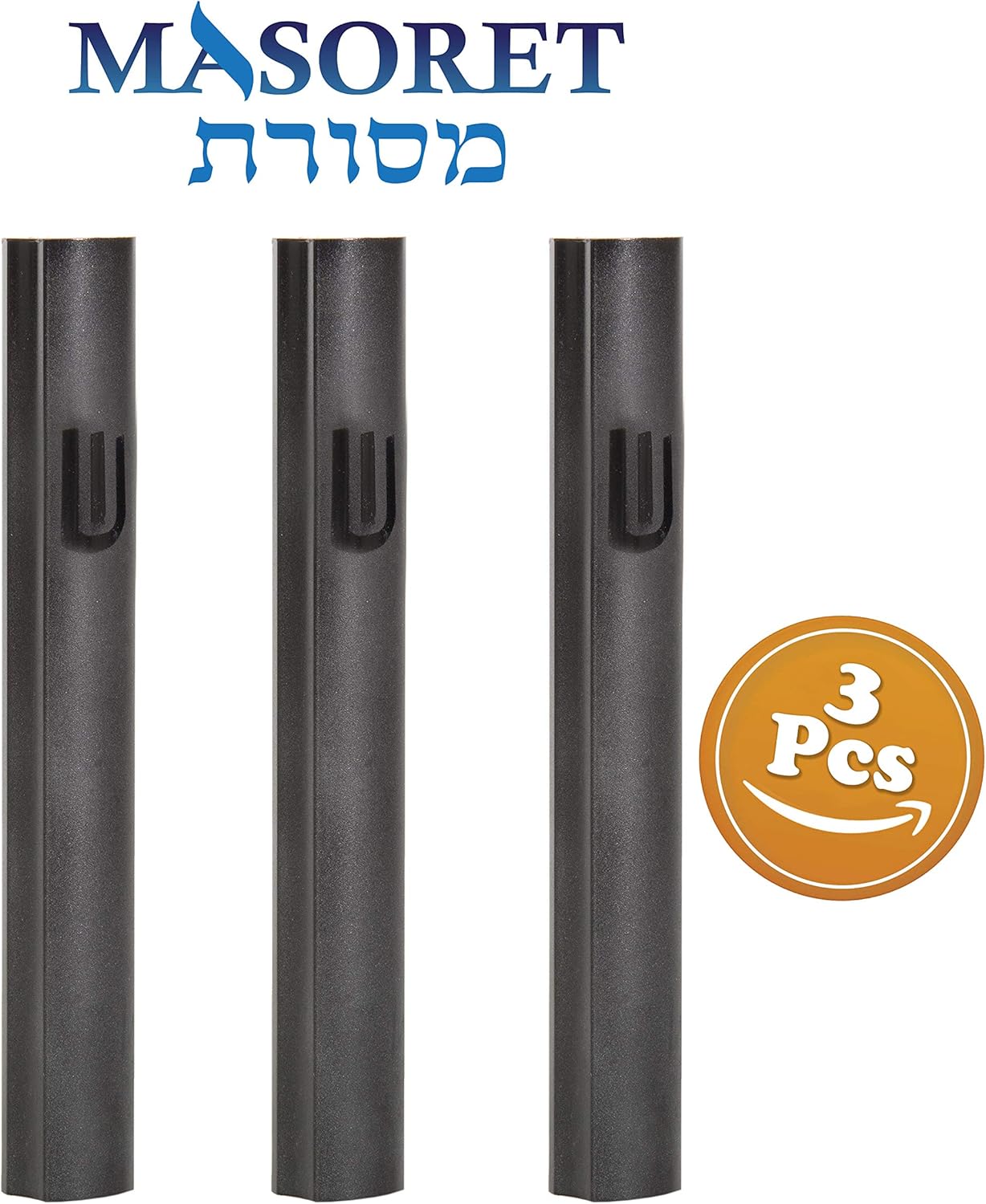 MASORET 3-Piece Aluminum Mezuzah Scroll Holder Cases