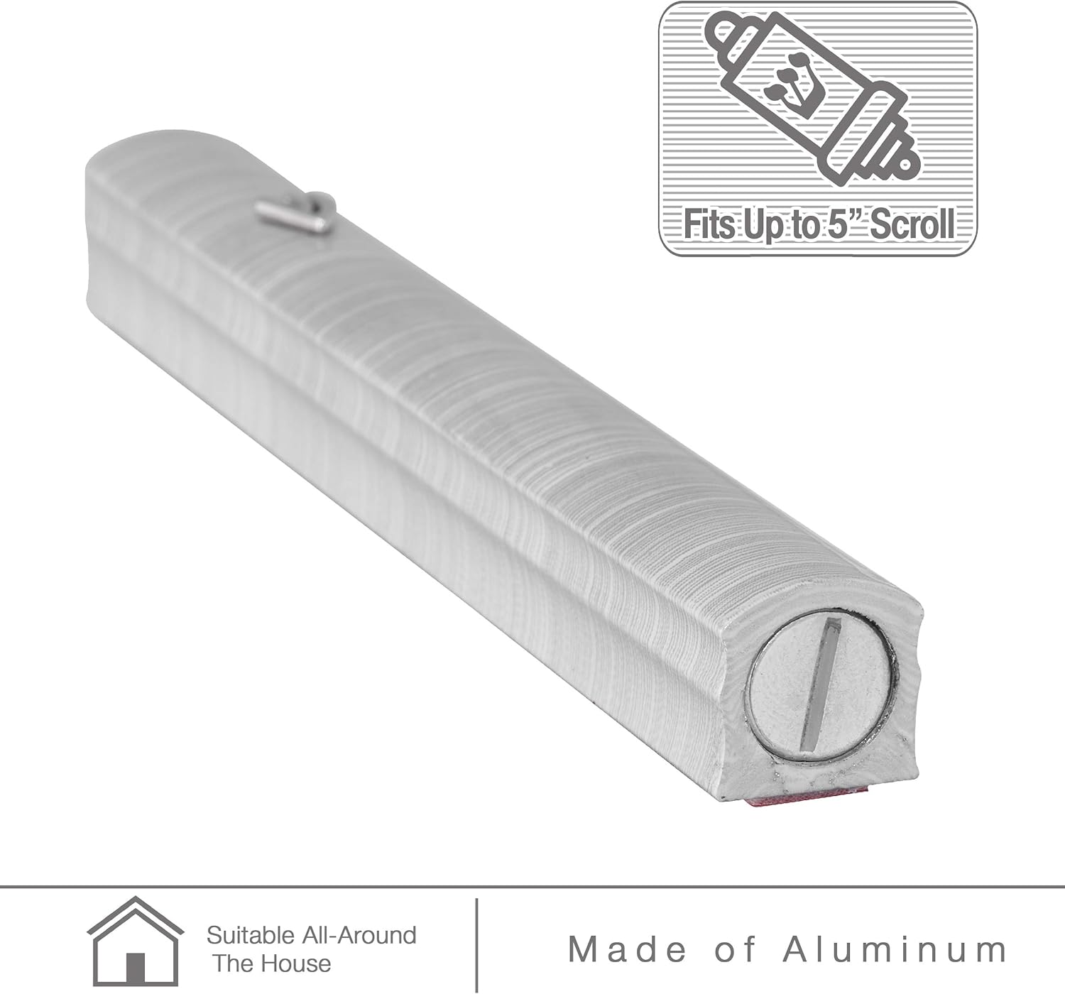 AS Mezuzah Case with 3D Shin Design 6 Inches Grey White