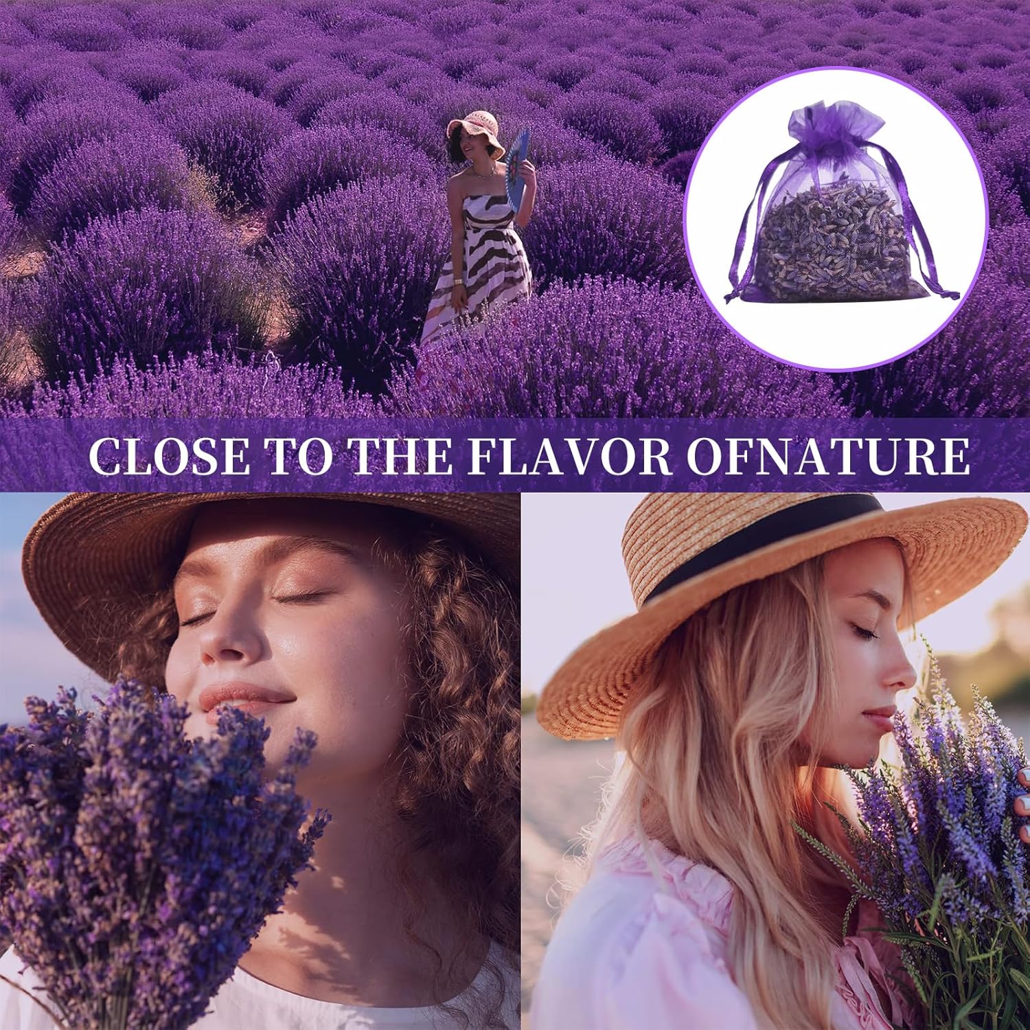 24 Pack French Dried Lavender Sachets for Home Fragrance
