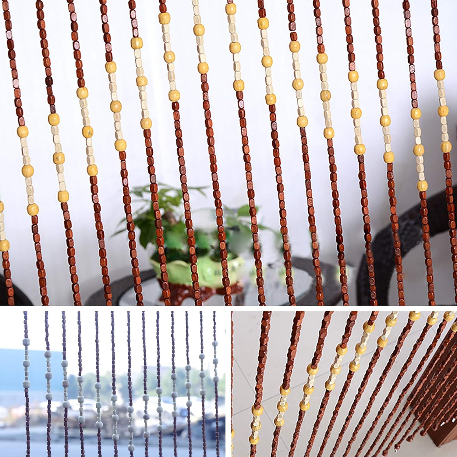 Wood Beaded Curtain for Doorways Wall Decor