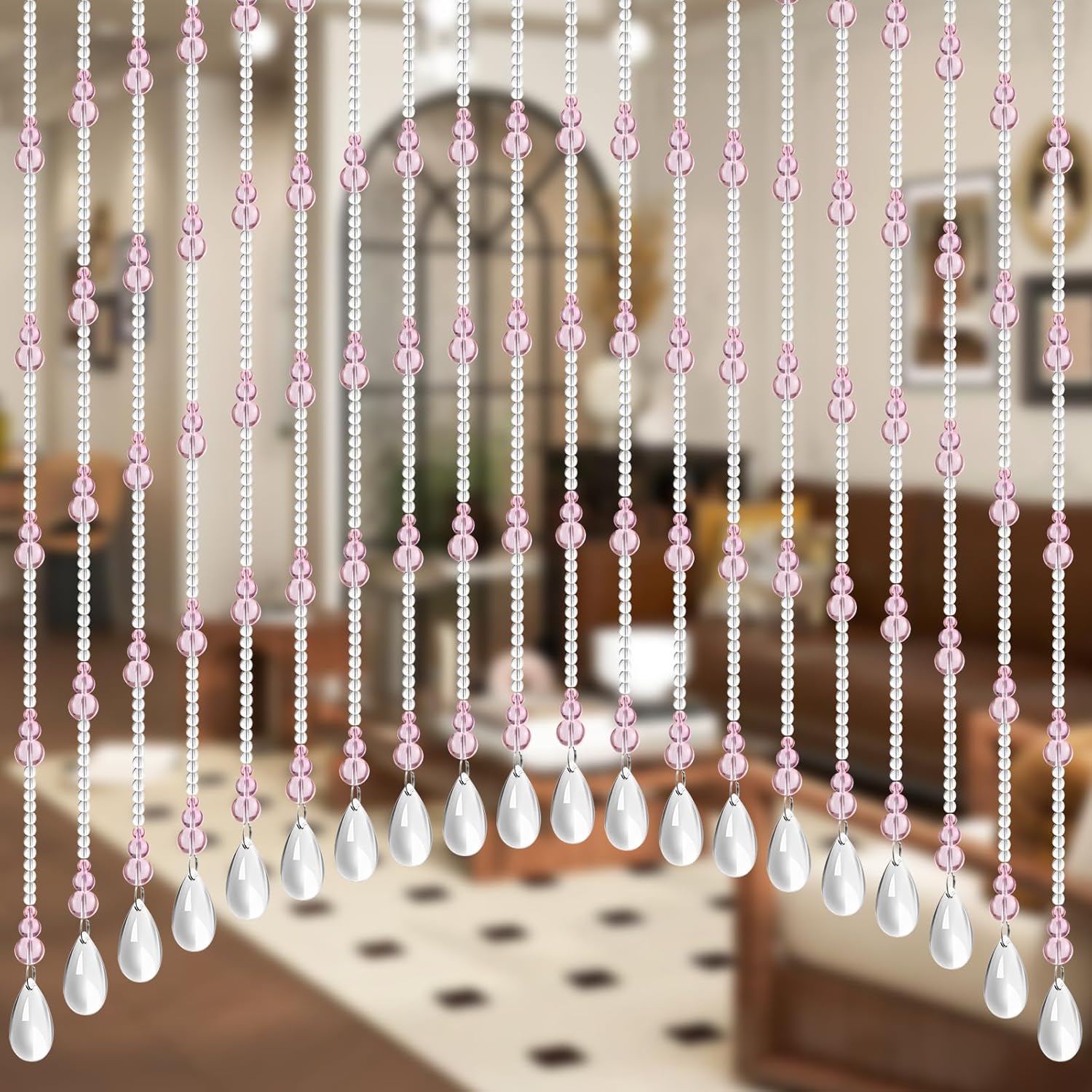 Pink Crystal Curtain Bead 20 Strings Arched Curtain