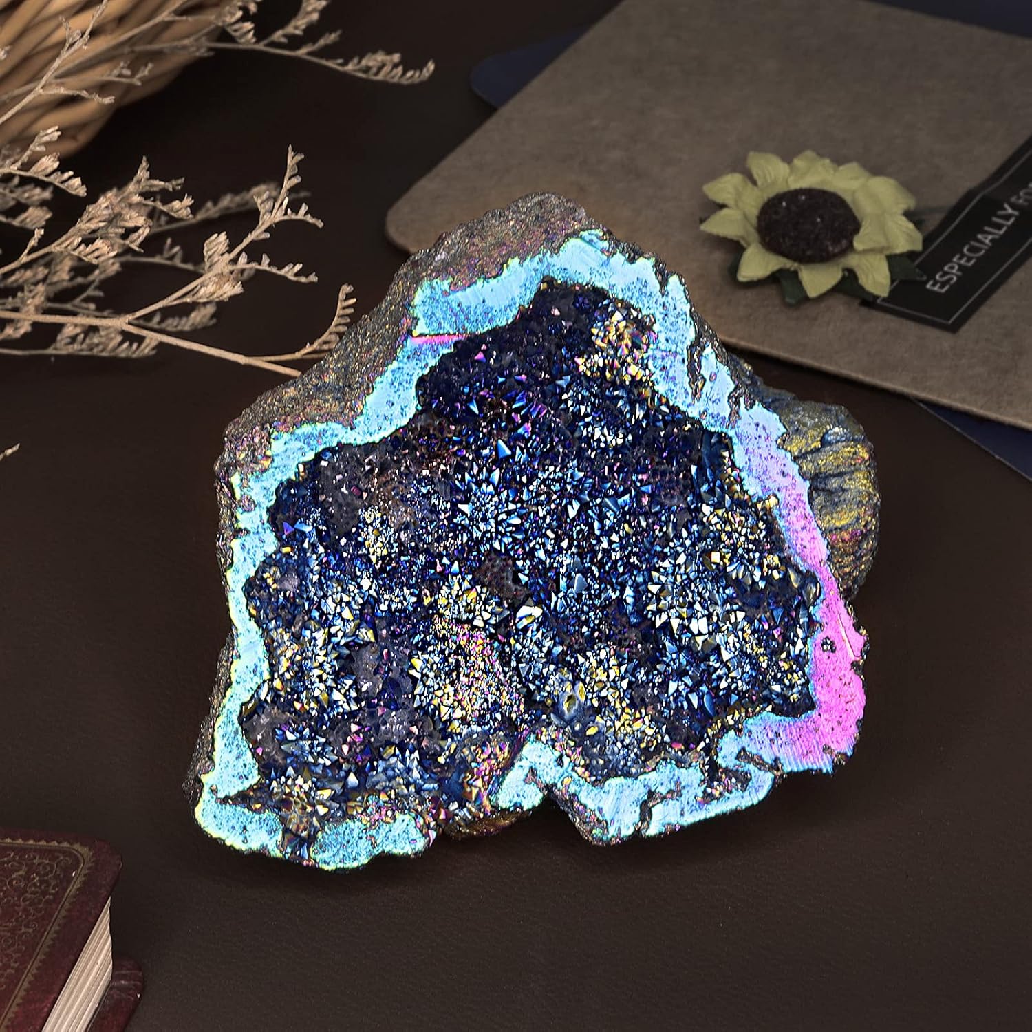 Rockcloud Reiki Crystal Geode for Home Office Decoration