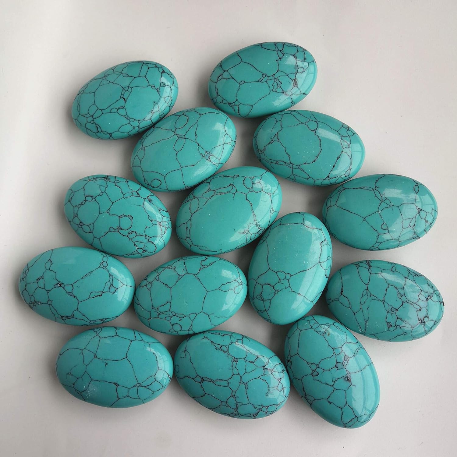 Loveliome Green Howlite Turquoise Oval Worry Stones for Stress Relief