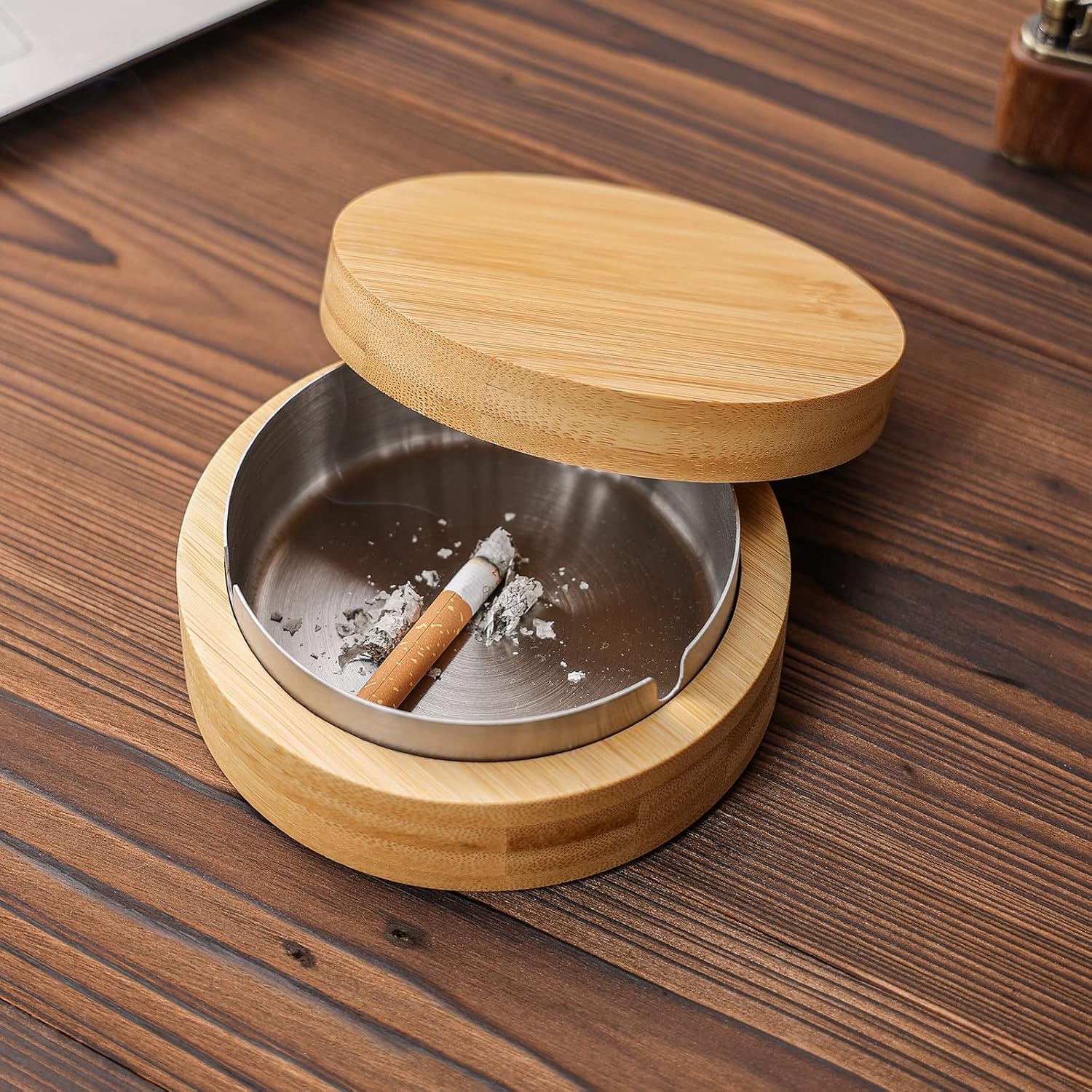 Stylish Small Ashtray with Lid for Indoor and Outdoor Use