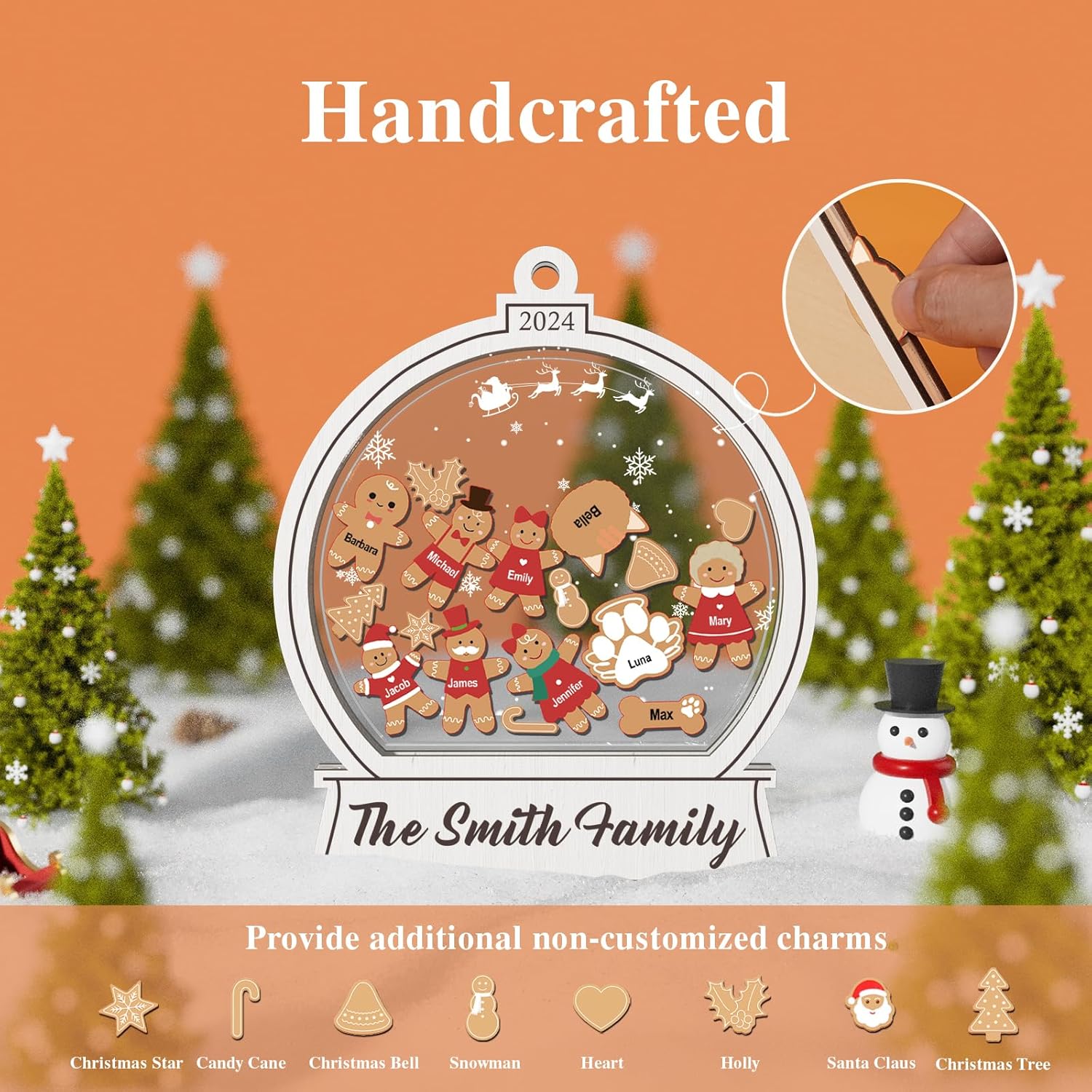 Personalized Christmas Ornament with Family Names and Pets