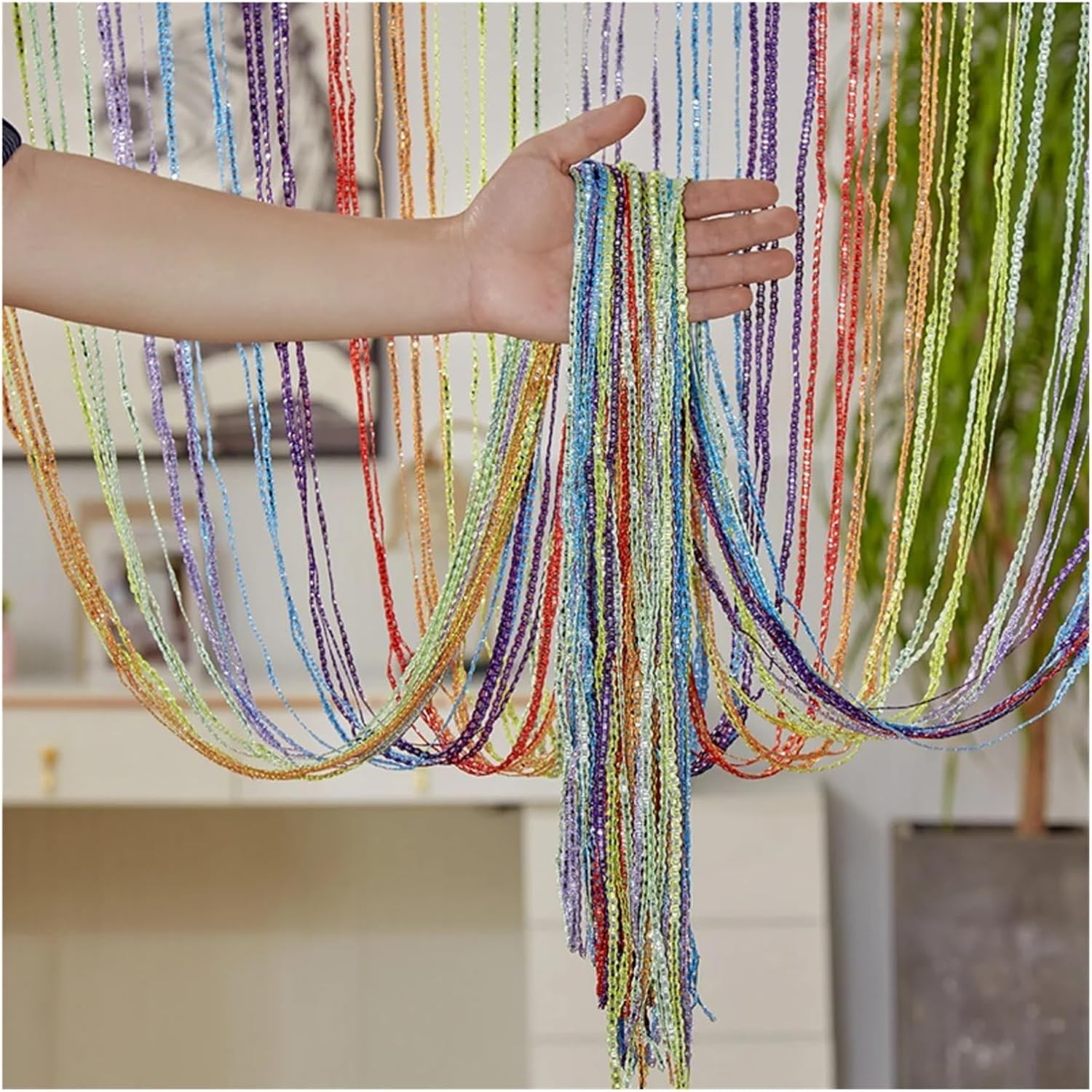 Blue Tassel String Curtain for Door and Window