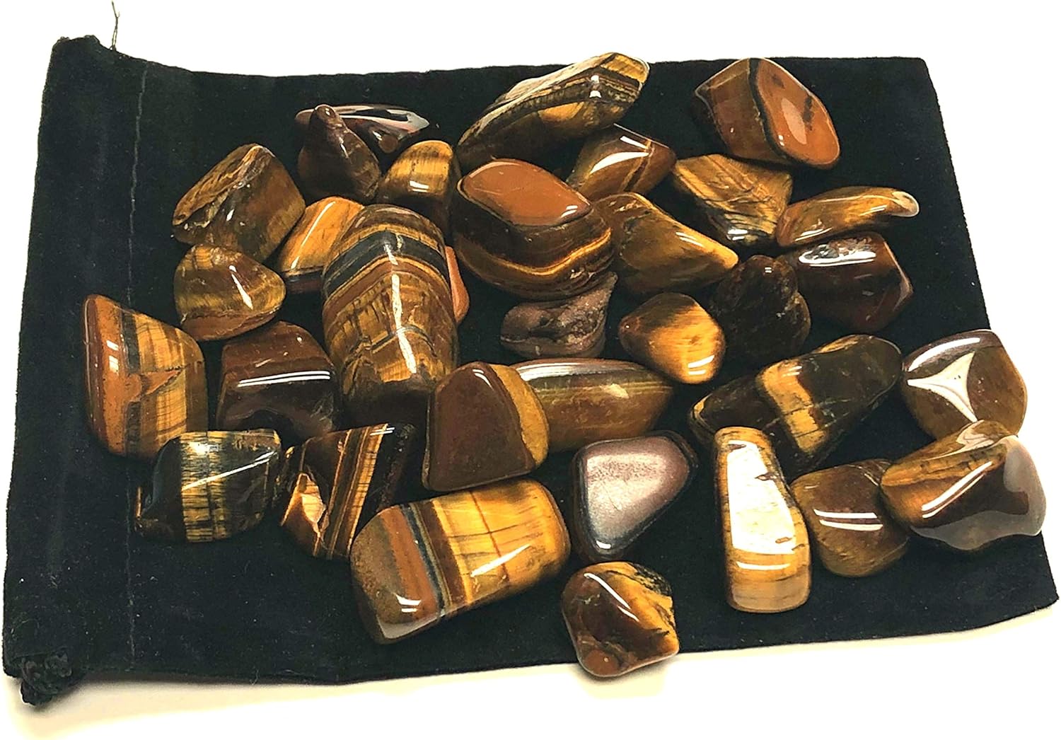 Zentron Tumbled Tiger Eye Stones Velvet Bag 12 Pound