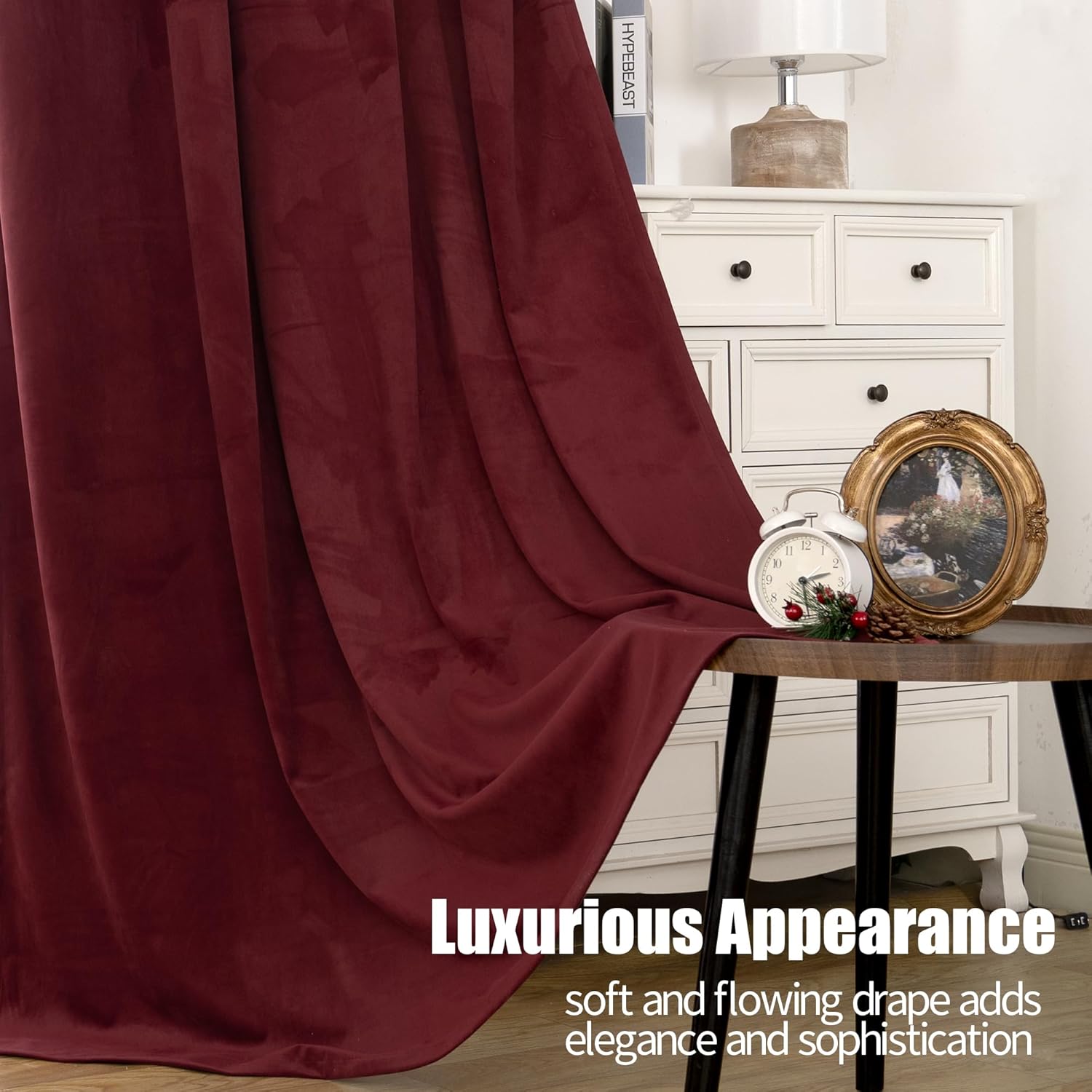 YoungsTex Burgundy Velvet Curtains 84 Inch for Living Room and Bedroom