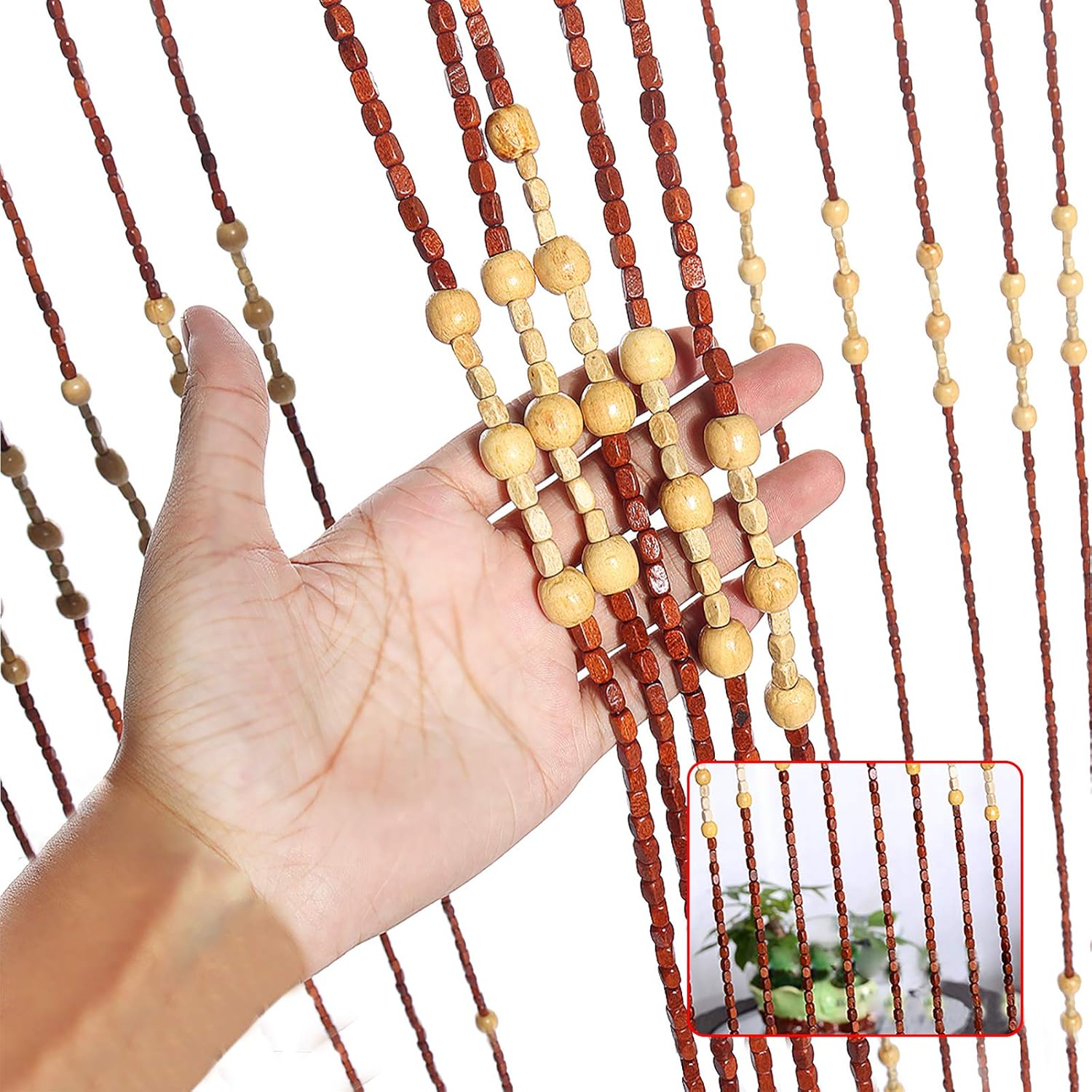 Wood Beaded Curtain for Doorways Wall Decor