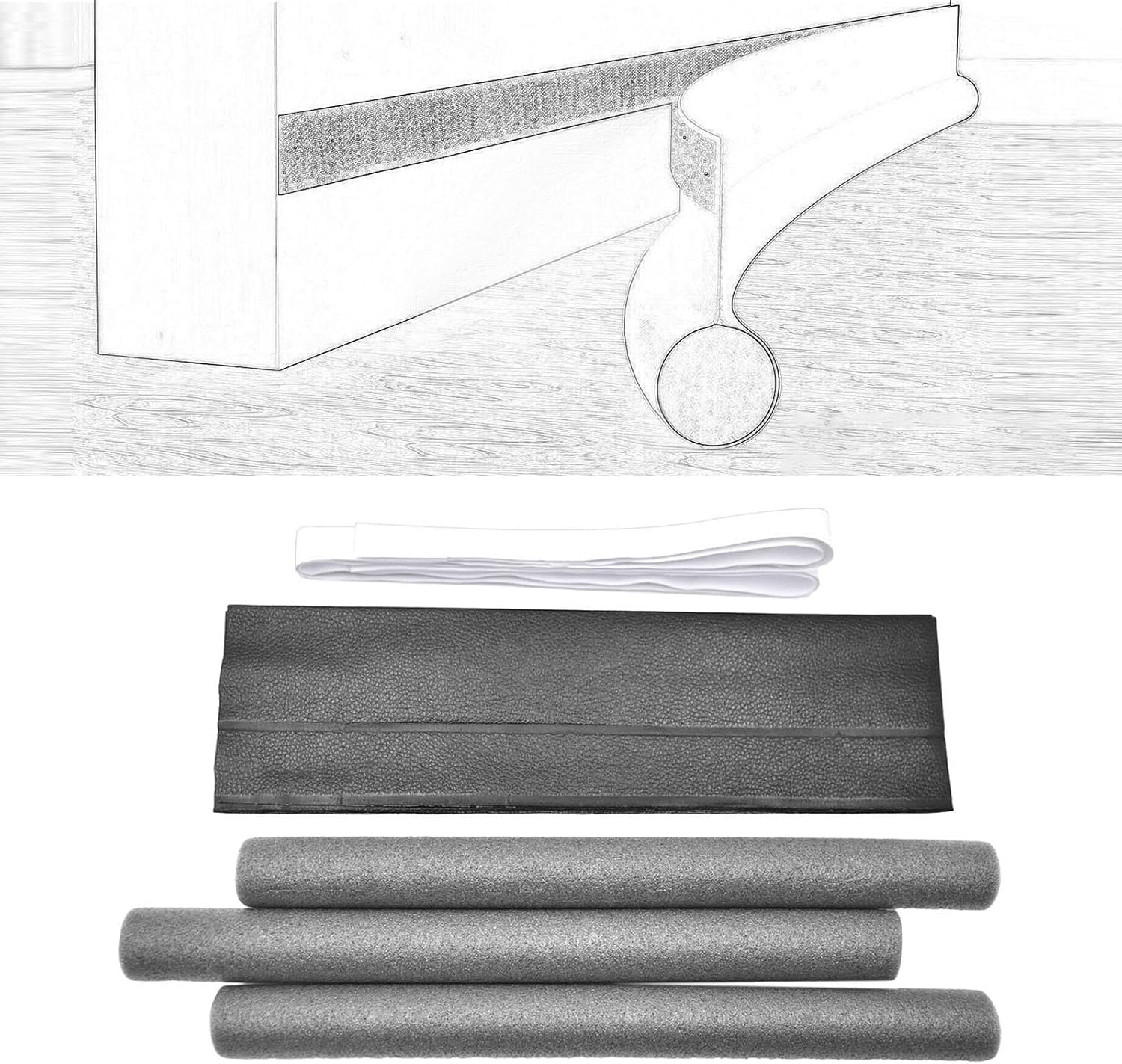 Fenteer Under Door Draft Stopper Door Seal Strip Black