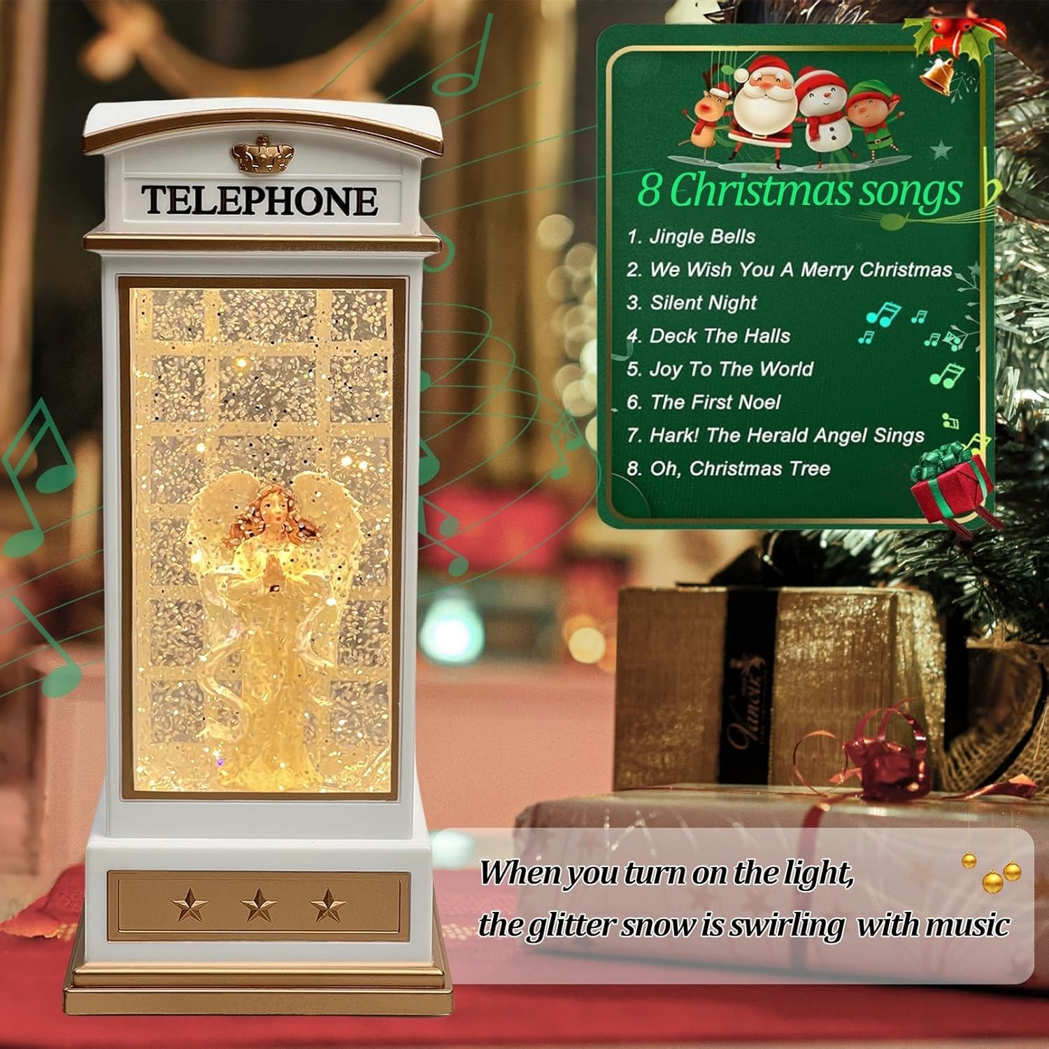 EIGHTOWN Christmas Snow Globe Angel Scene Lantern