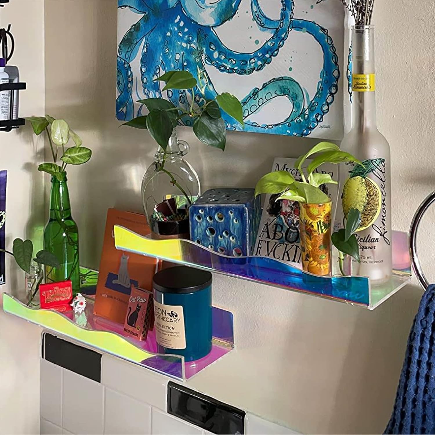 YMVV Iridescent Clear Floating Wall Shelf 4 Pack
