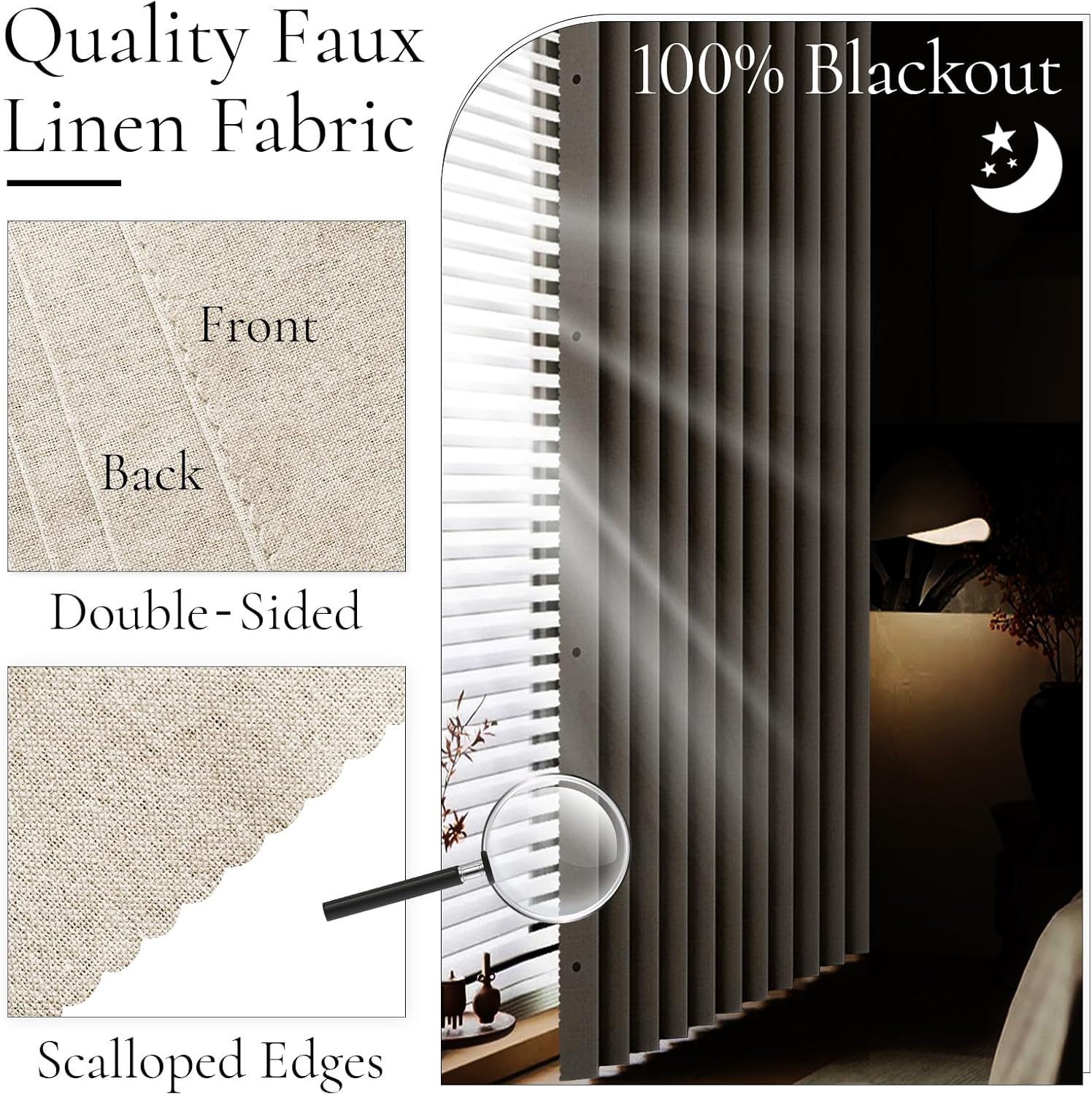 Pleated Folding Door Curtains - Blackout Panel for Bedroom Living Room Closet