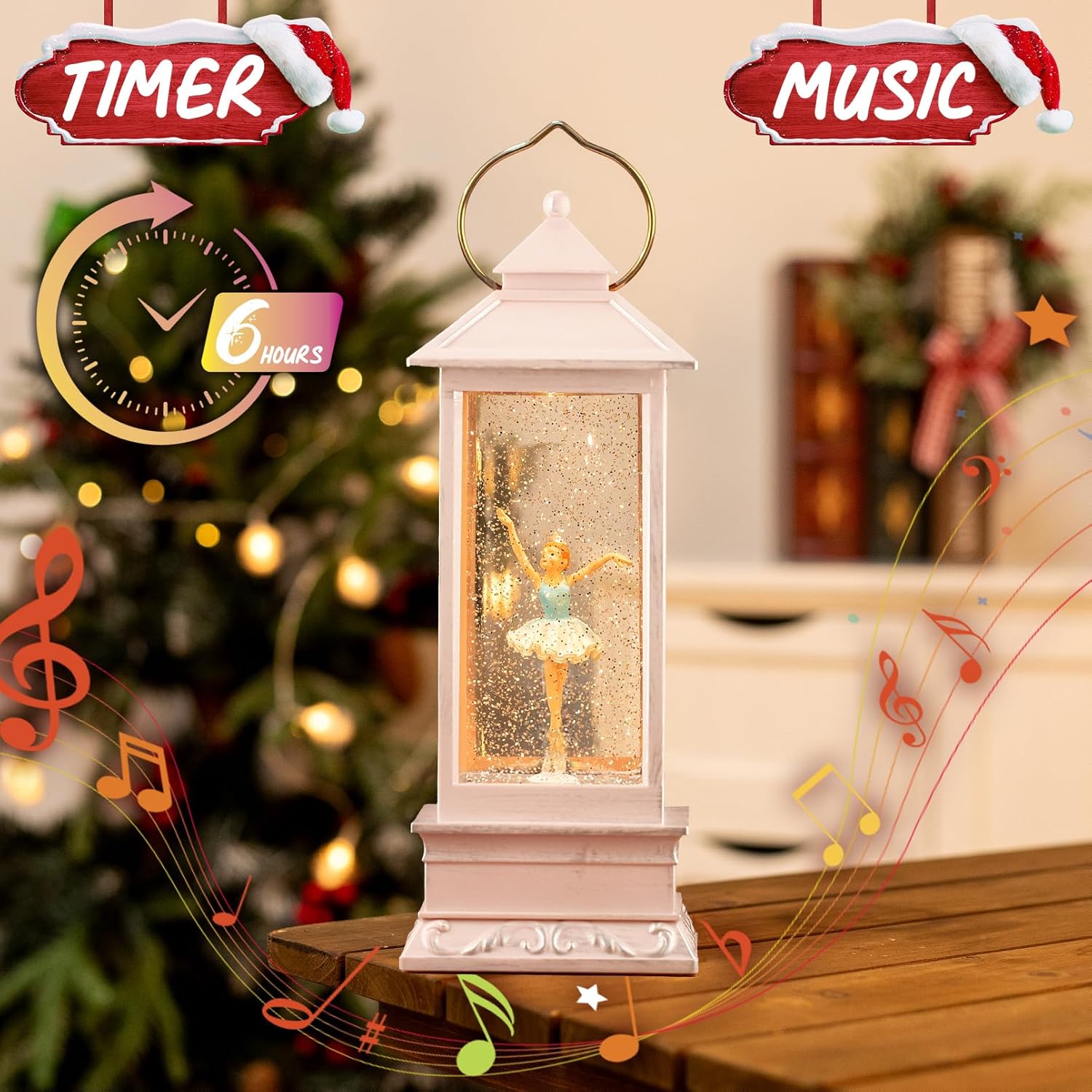 11 Inch Musical Ballerina Snow Globe with Light and 6H Timer