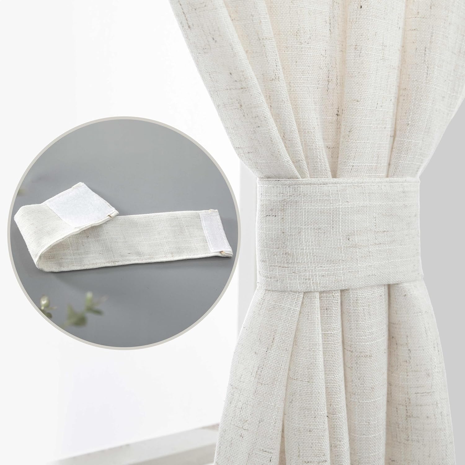 KOUFALL French Door Curtain Panel 25x72 Off White Cream Beige