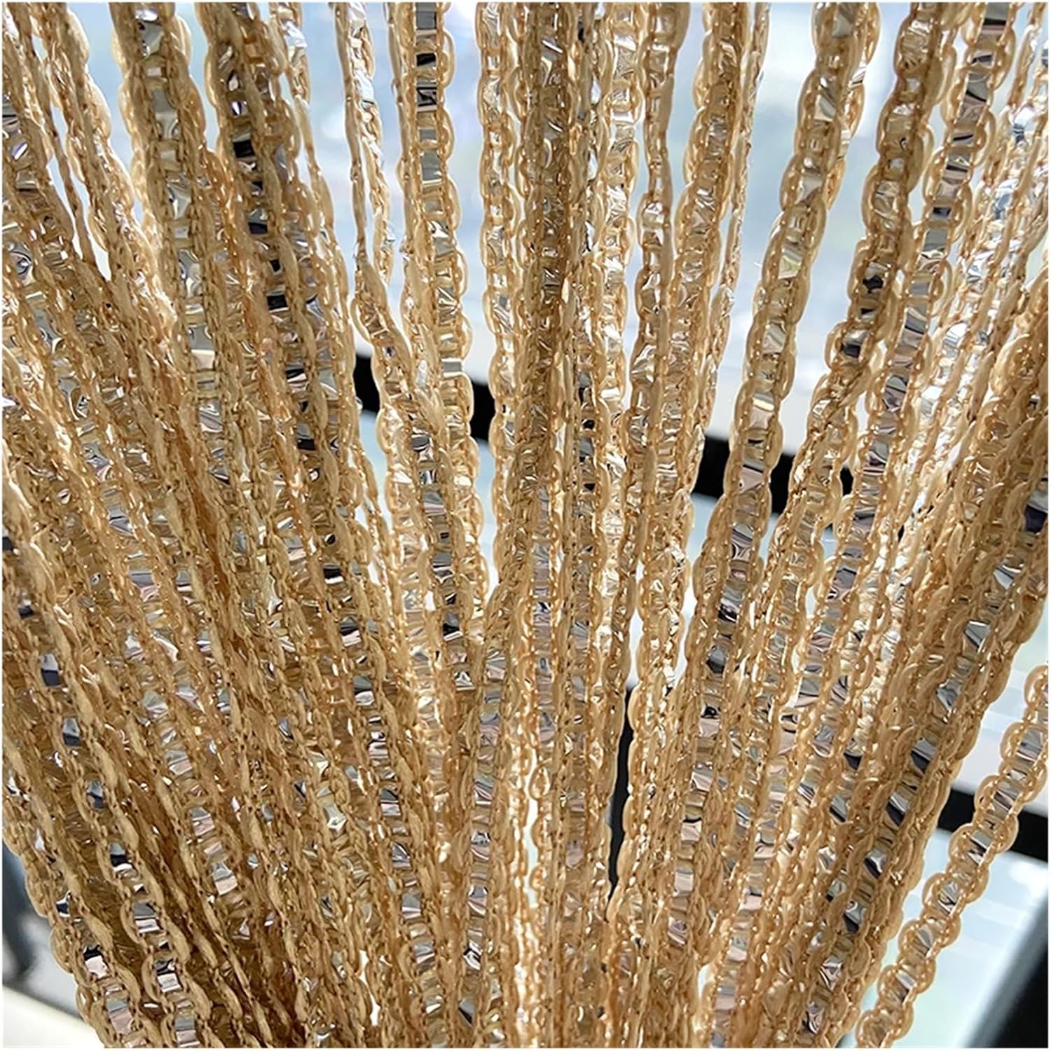 String Curtains Flash Line Shiny Tassel Door Divider Blue 100x200cm