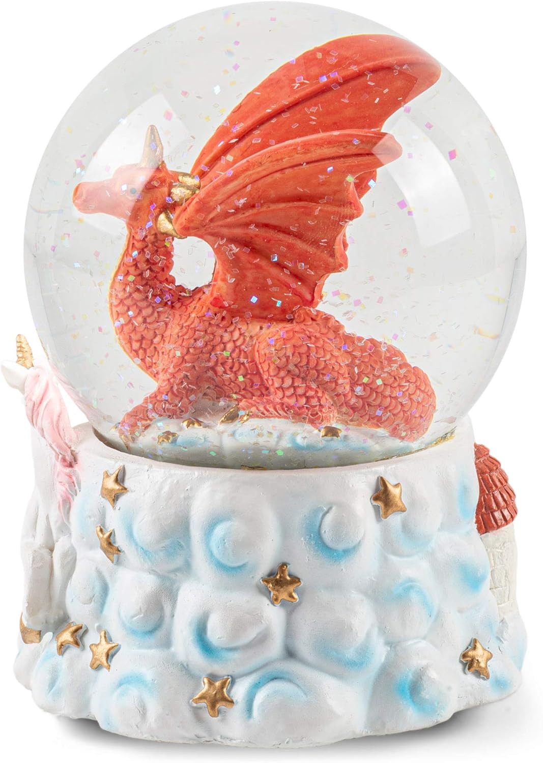 Red Dragon with Unicorn Musical Snow Globe 100MM