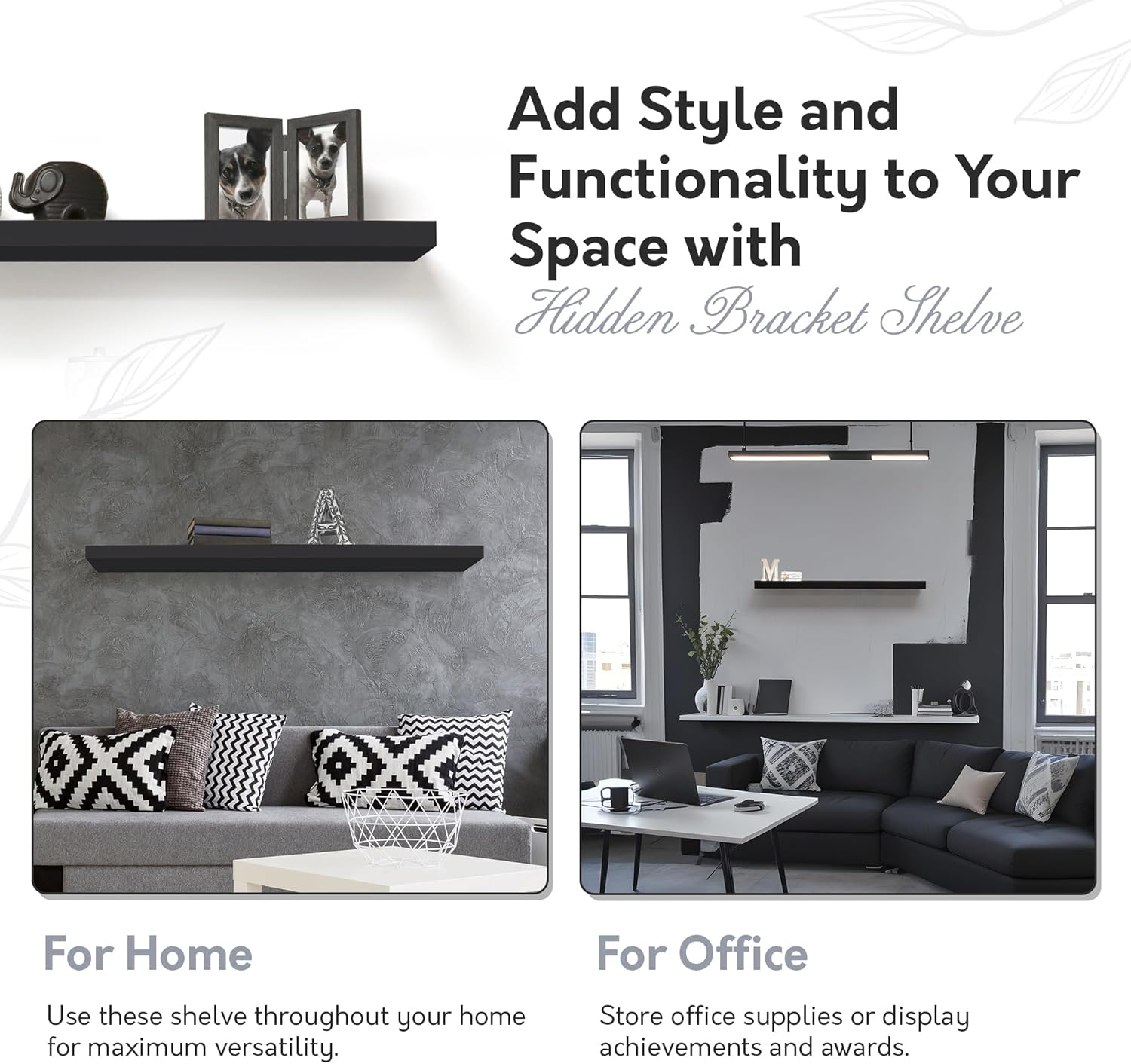 InPlace Heavy Duty Floating Shelf - Black