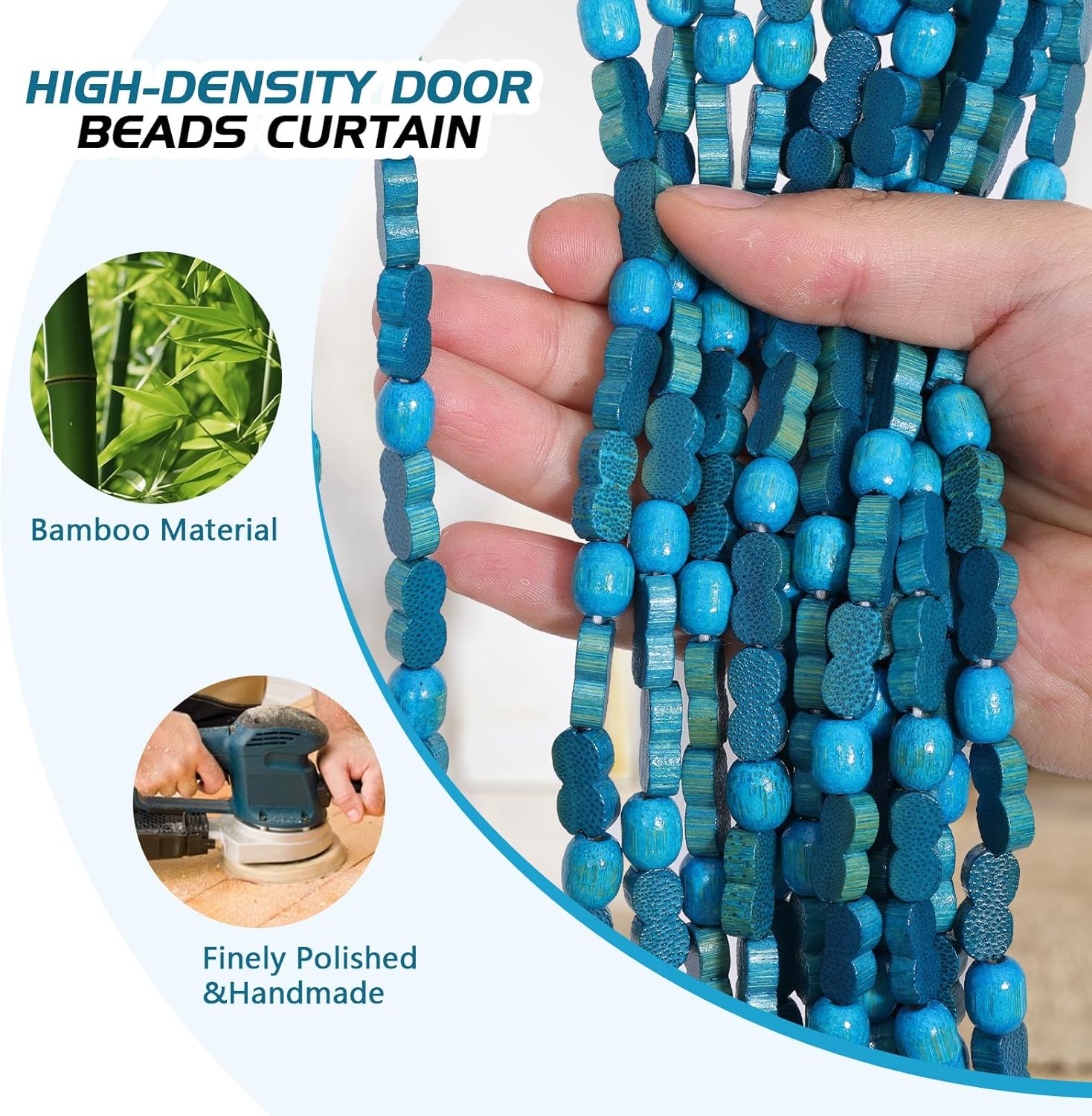 BECHAEO Handmade Beaded Door Curtain Blue 355 x 75 Inches