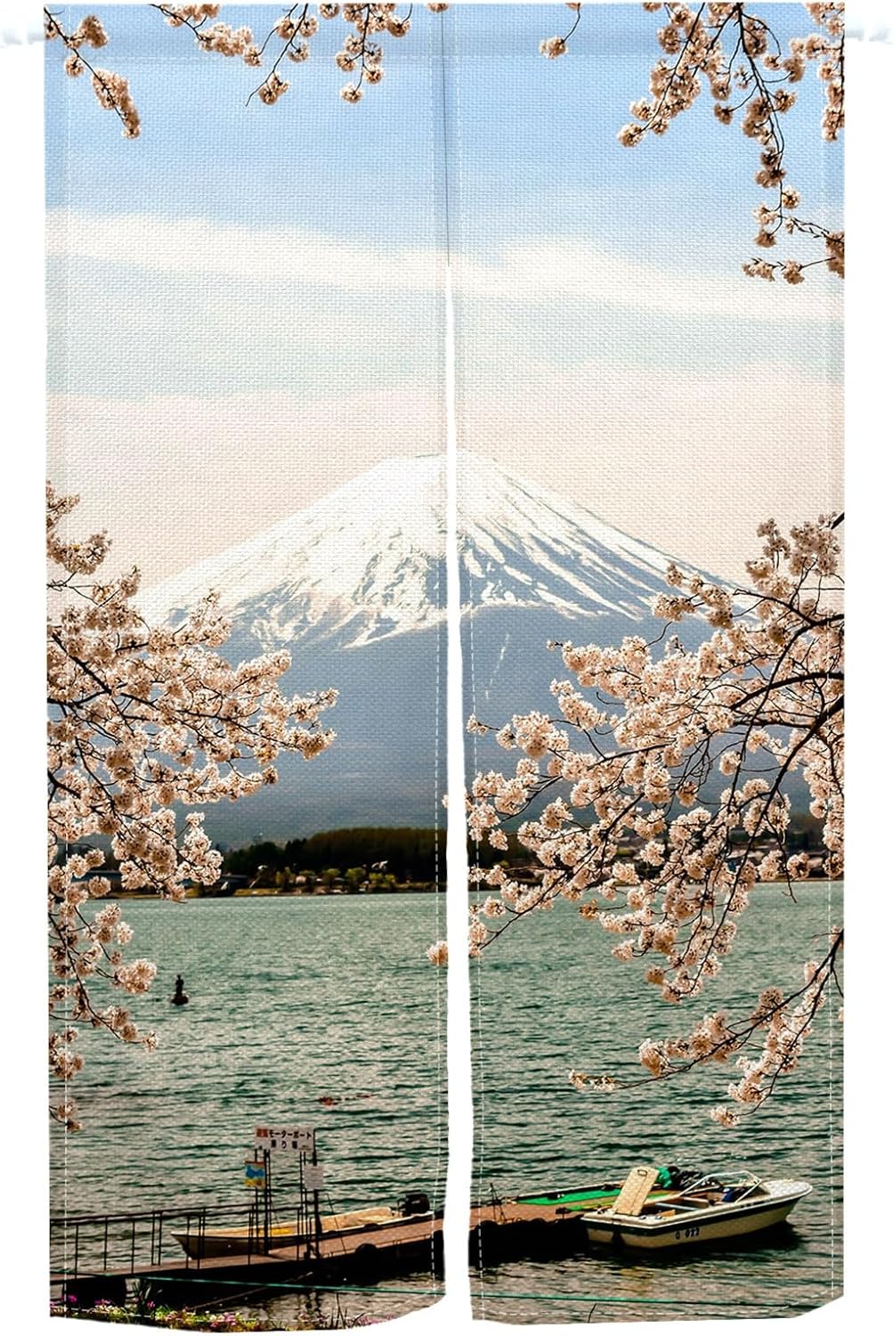 Leowefowa Pink Cherry Blossom Noren Door Curtain