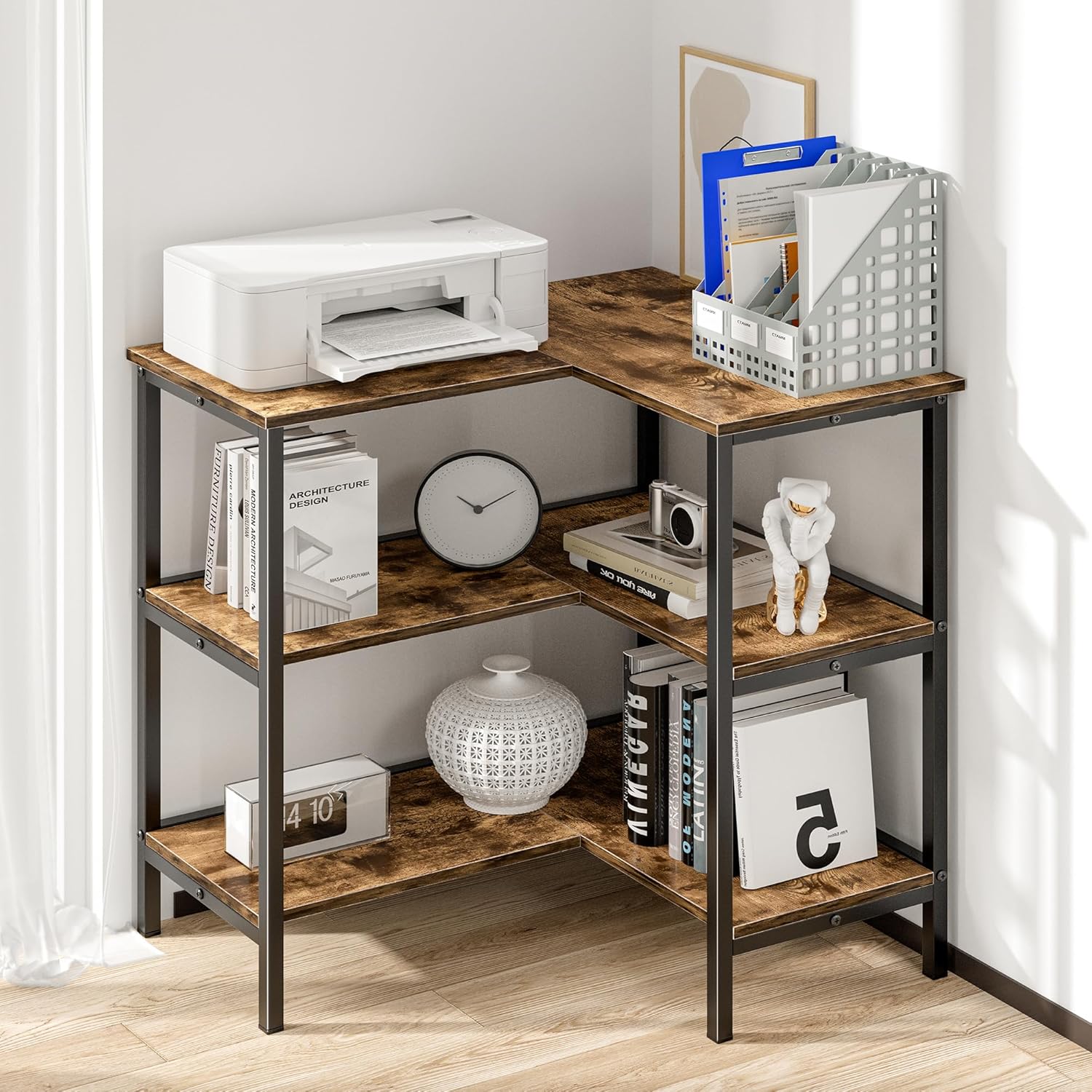 VECELO Corner Cabinet Table 3 Tier Storage Stand