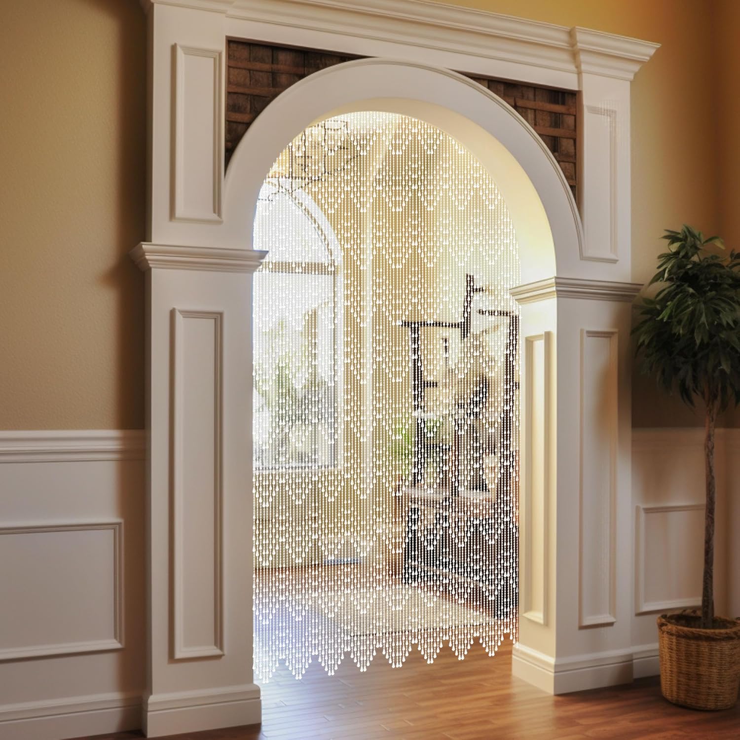 Crystal Beaded Curtain 355 x 79 Inches White Wave Pattern