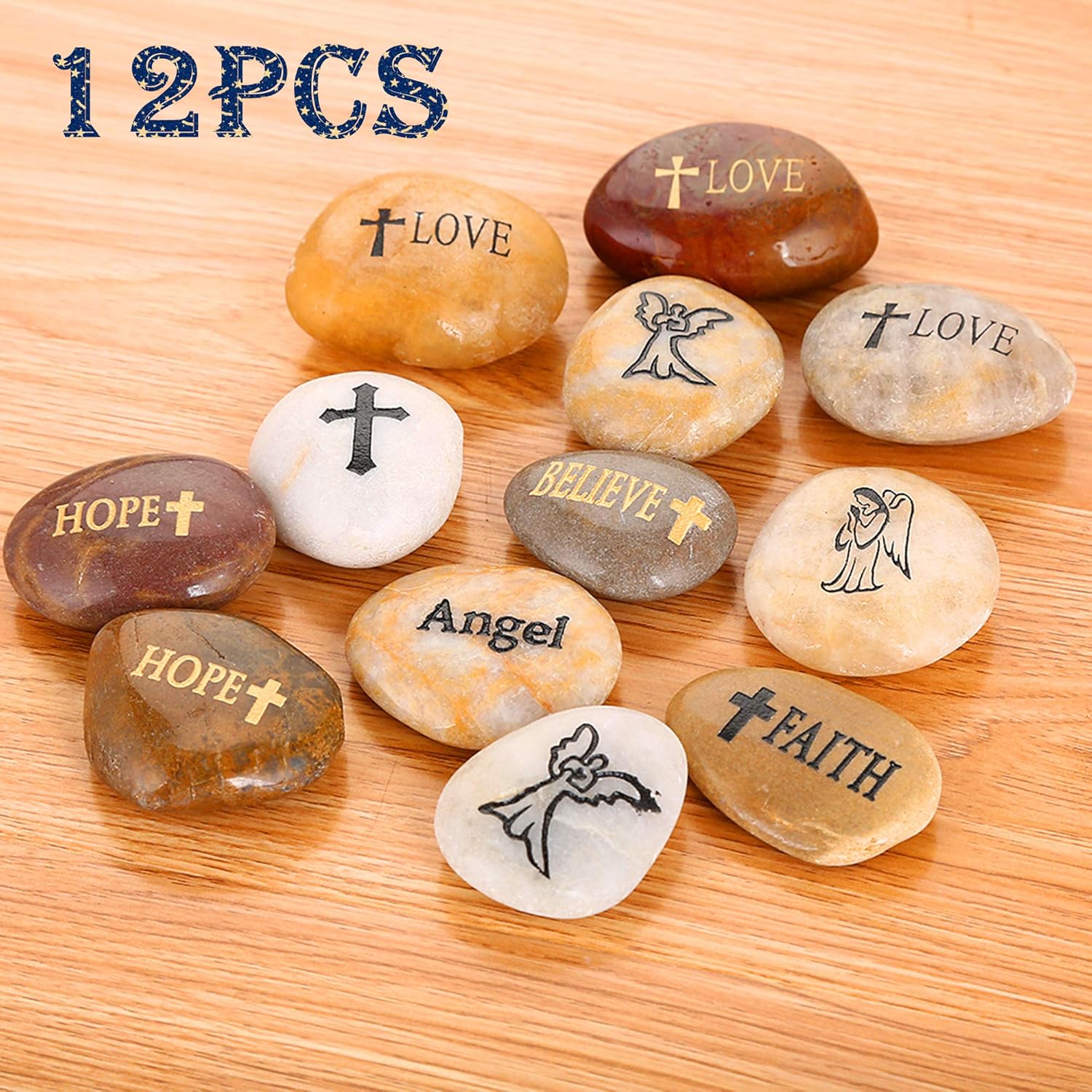 ROCKIMPACT 12PCS Engraved Hope Love Faith Stones