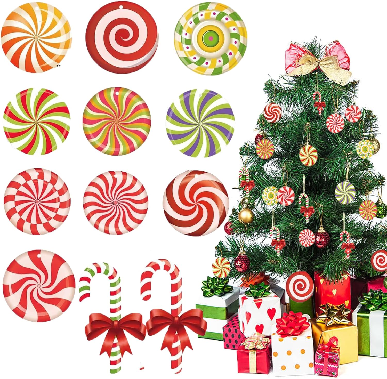 24pcs Candy Wood Christmas Hanging Ornaments