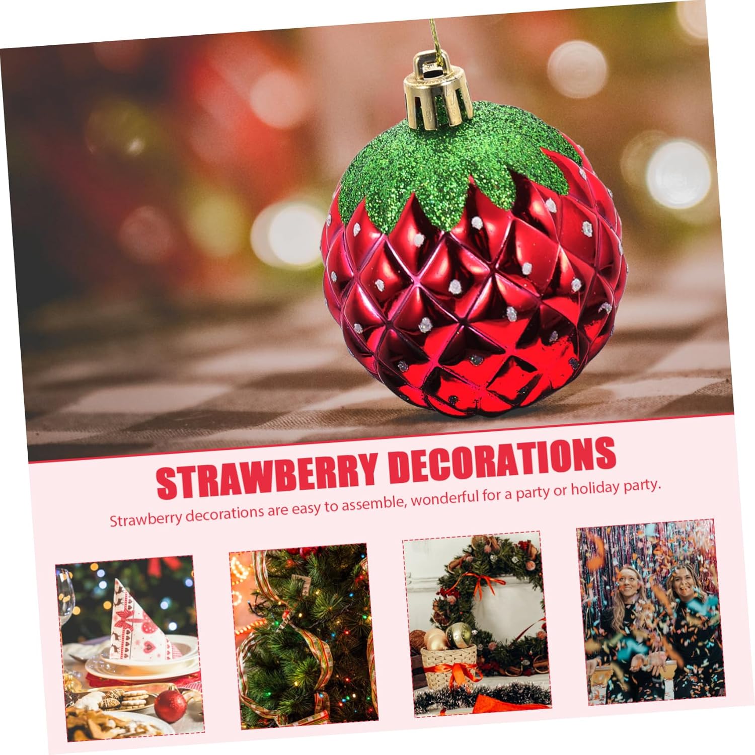 6pcs Decorative Hanging Balls Red Strawberry Party Decorations