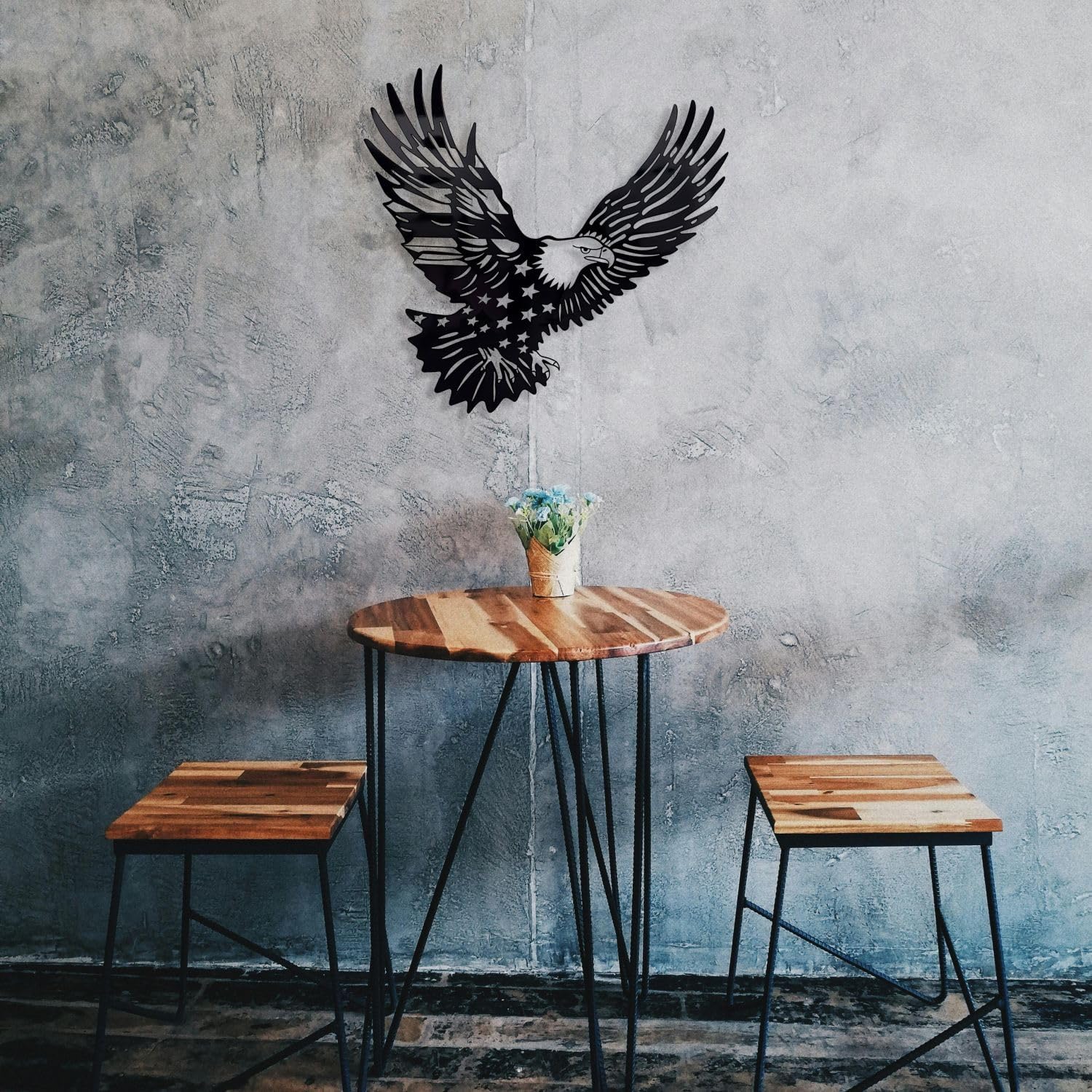Patriotic Bald Eagle American Flag Metal Wall Art 30 Inch