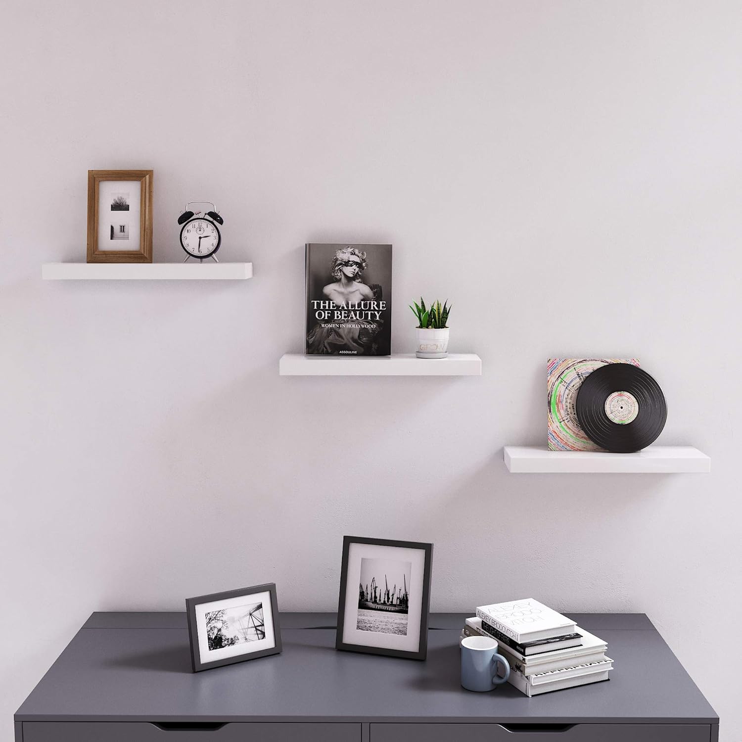 SONGMICS Floating Shelf 157 Inches White Wall Mount Shelf
