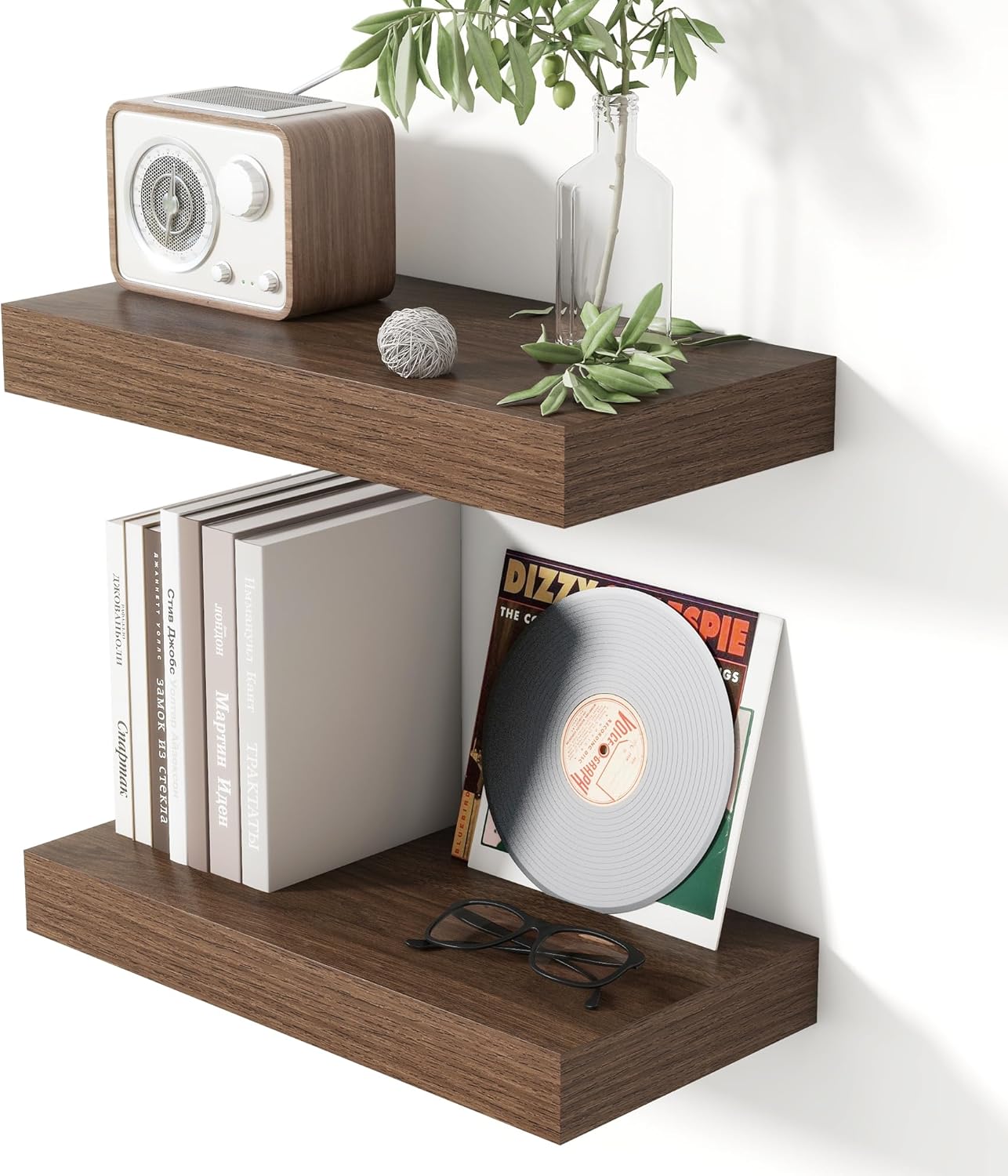 Heimlove 16 Inch Floating Shelves Set of 2 with Invisible Brackets