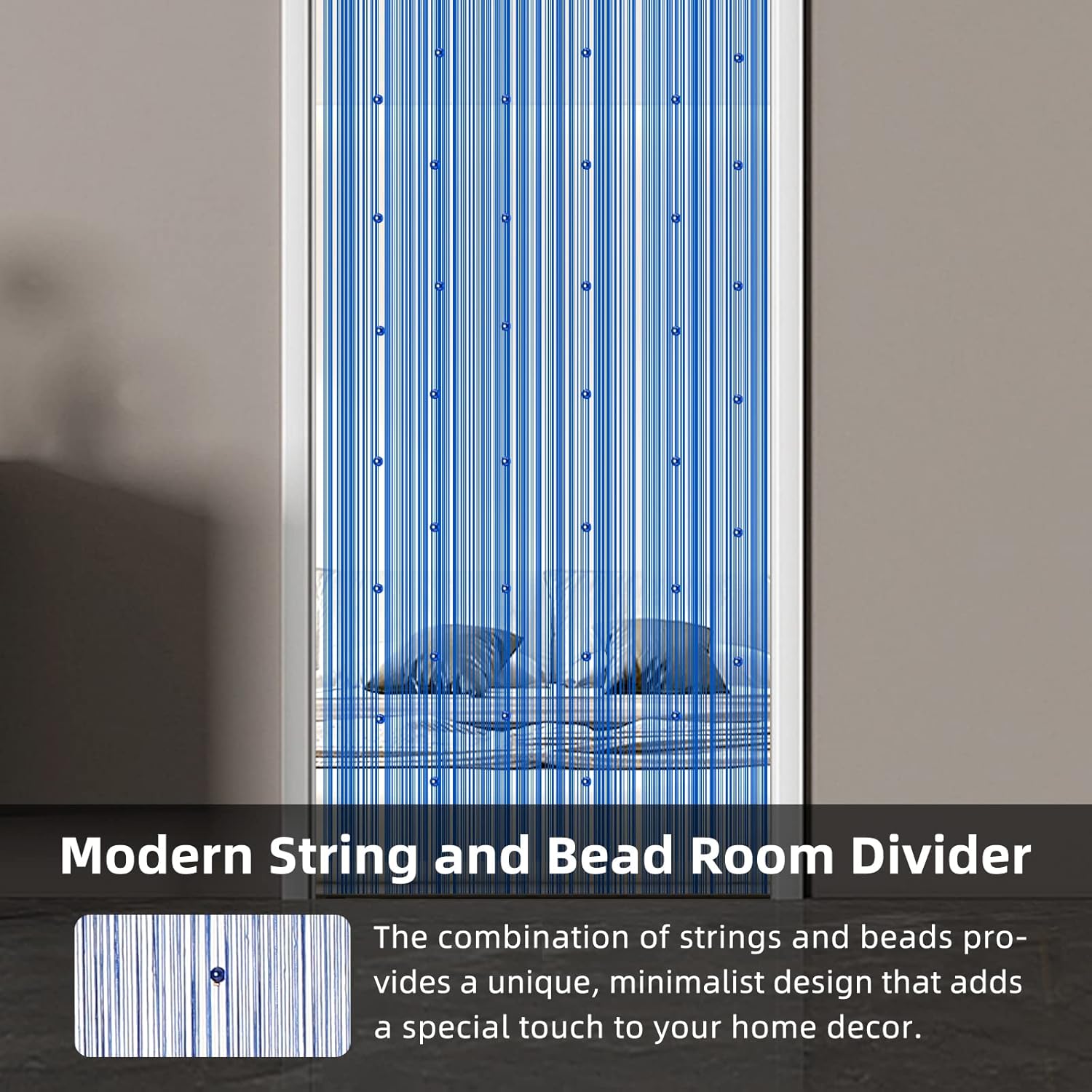 LaSyL Beaded Curtain for Doorway - Royal Blue 39x110 Inches