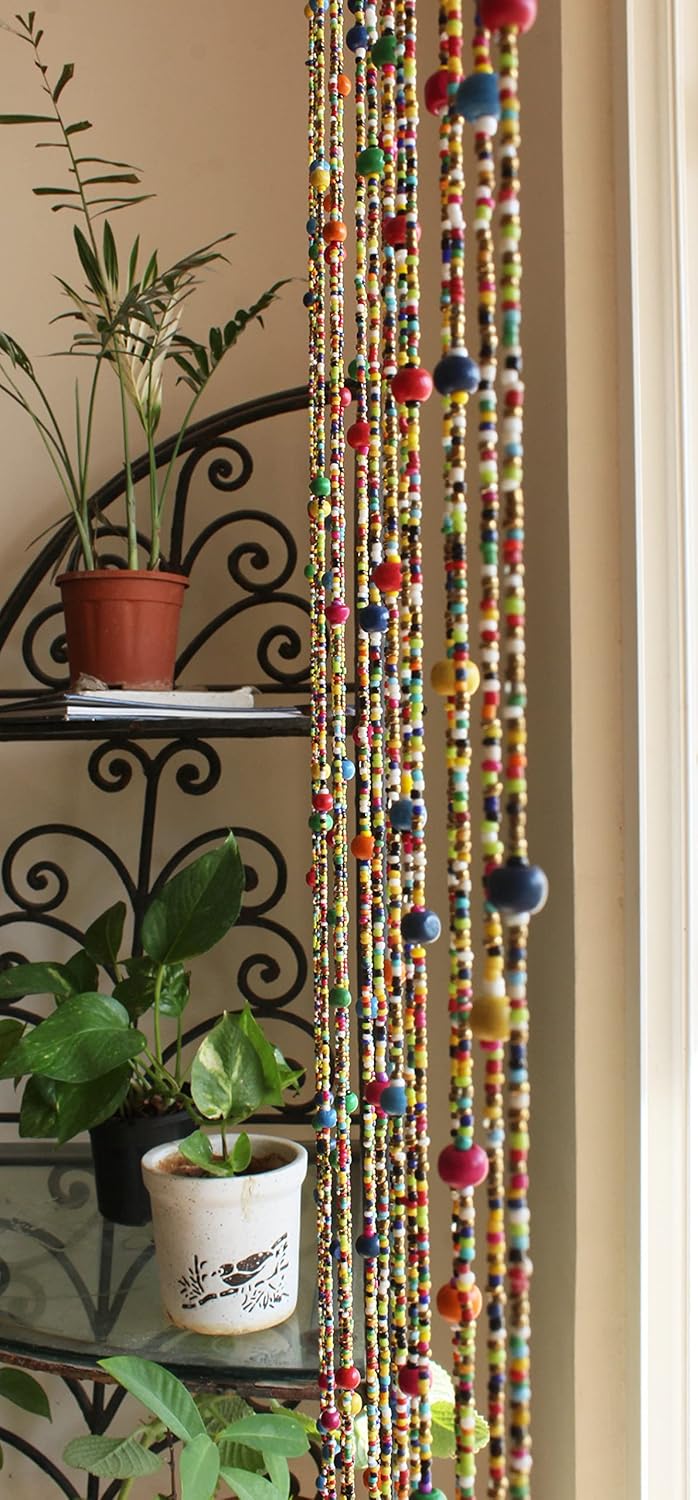 Mango Gifts Bohemian Beaded Curtain with Jingle Bells