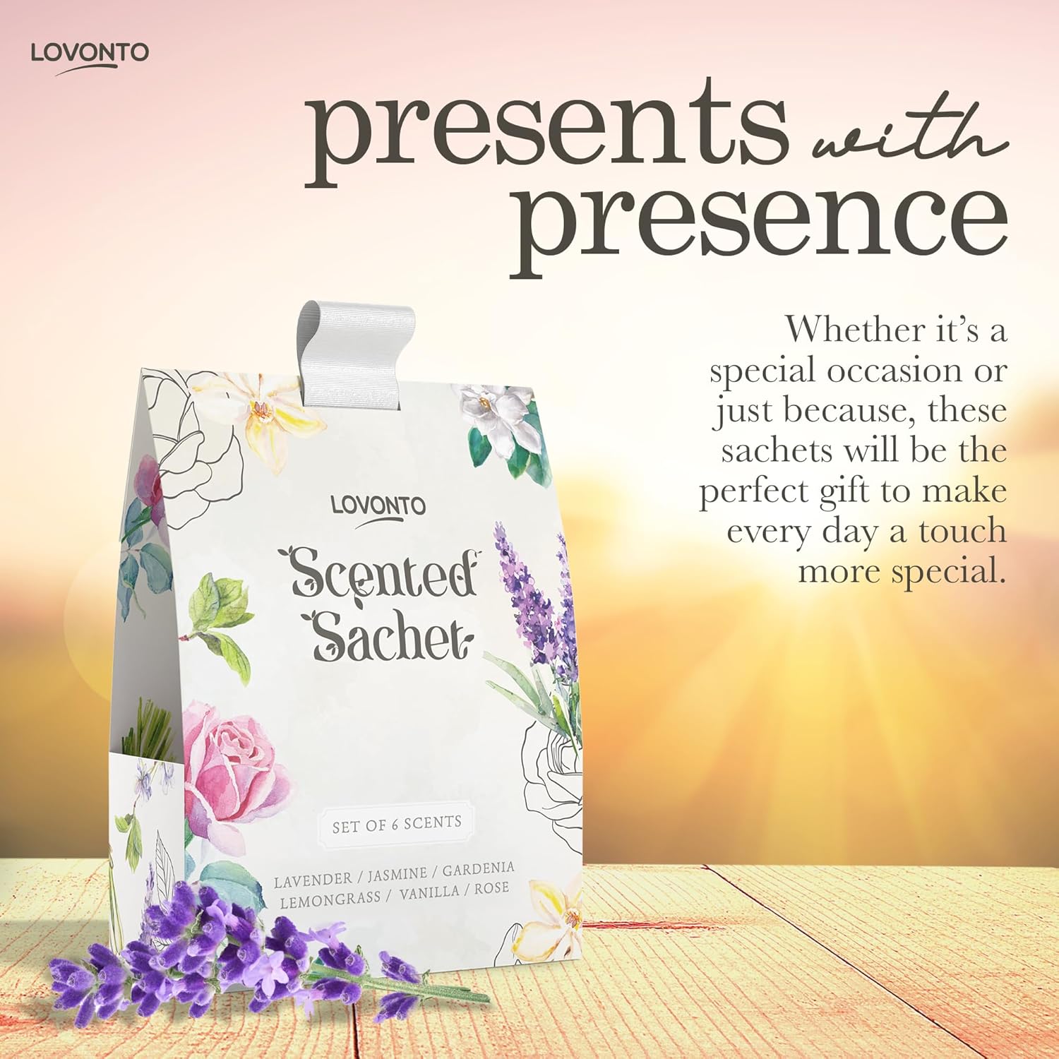 Lovonto 6 Pack Scented Sachet Bags for Home and Car Freshness