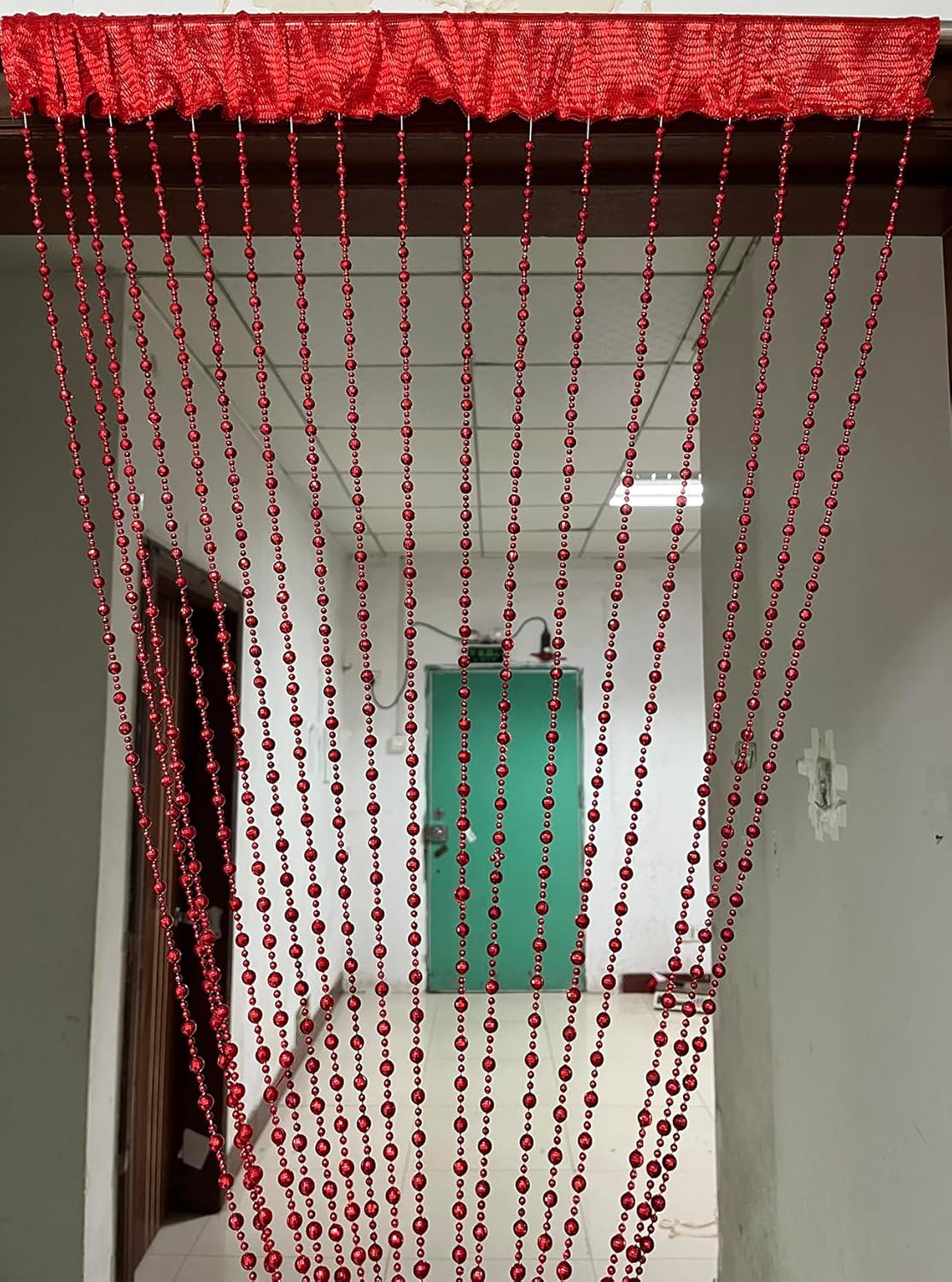 ZideTang Sparkling Plated Plastic Diamond Beaded Door Curtain Panel Red