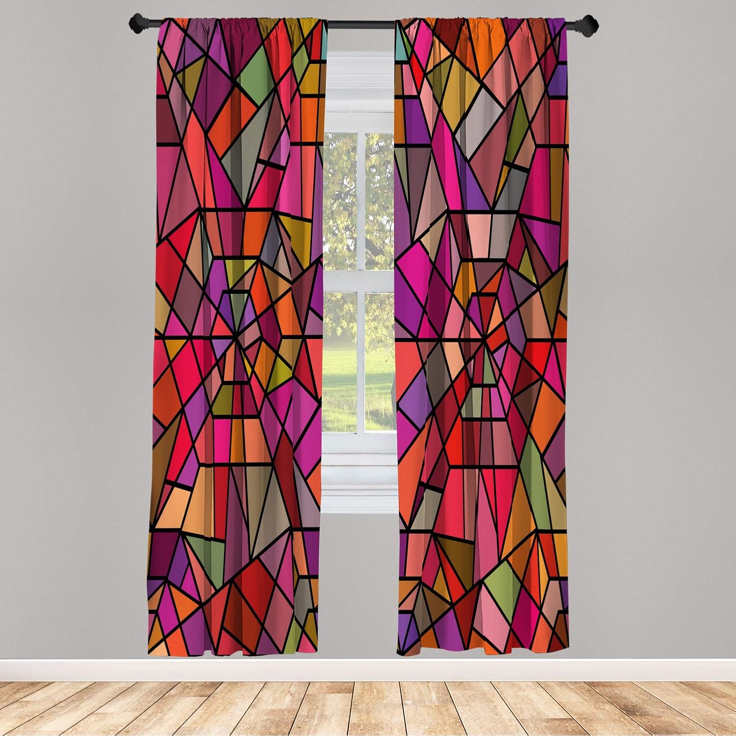 Ambesonne Abstract Window Curtains Red Ruby