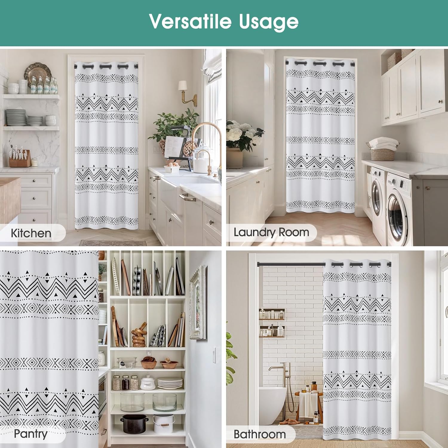 HOMEIDEAS Boho Doorway Curtains with Blackout and Privacy