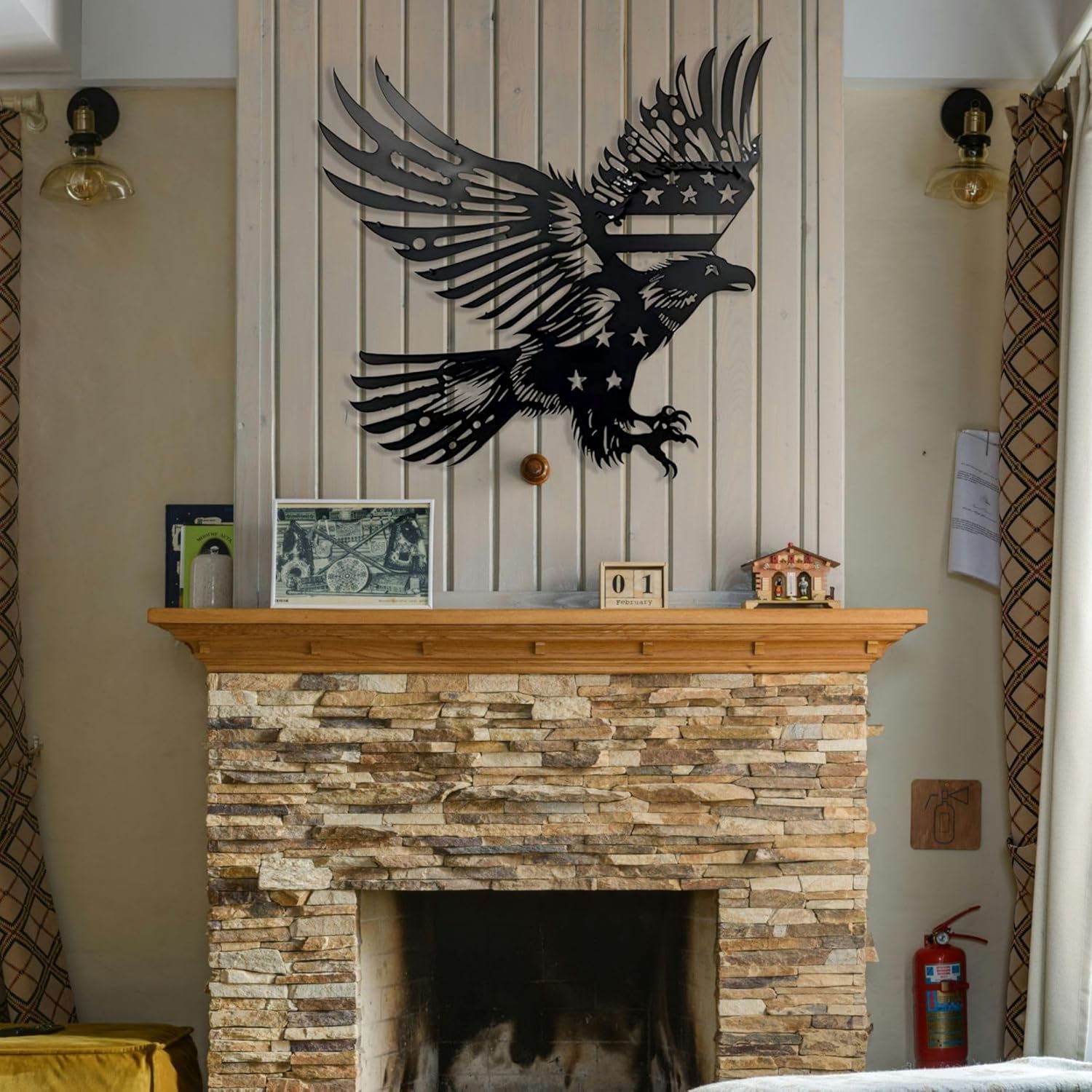Patriotic Bald Eagle American Flag Metal Wall Art 40 Inch 1